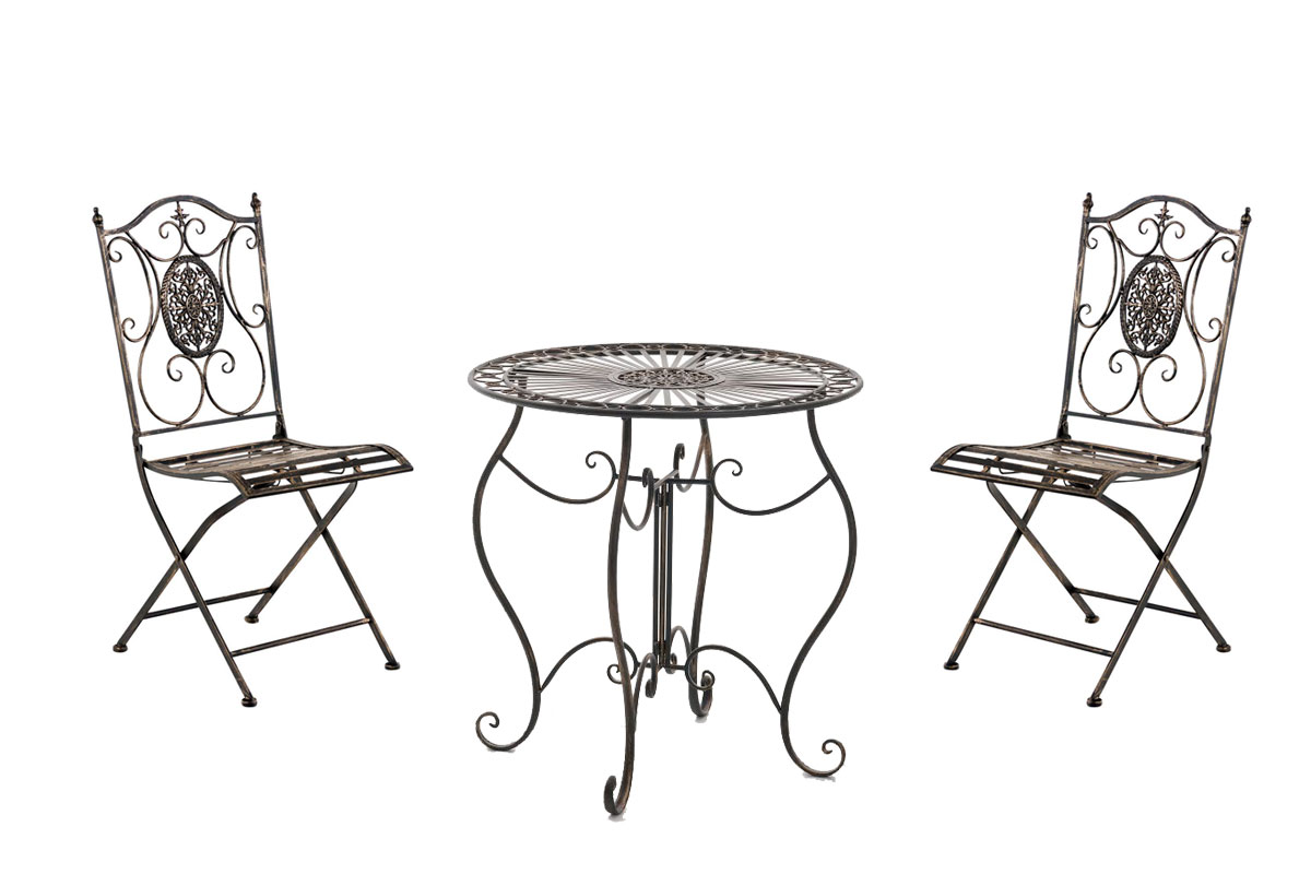 Ensemble table et chaises de jardin en métal Bronze