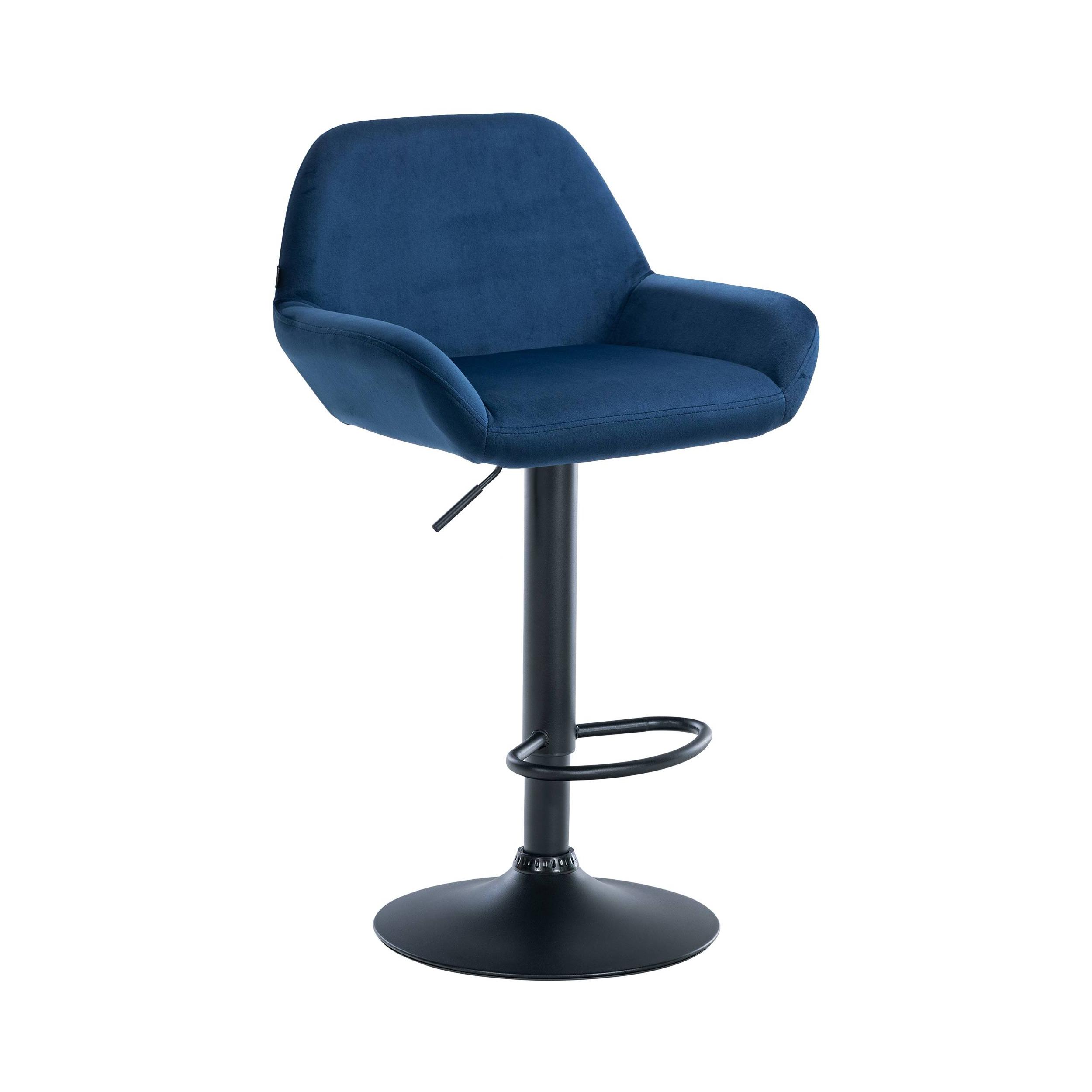 Tabouret de bar velours ajustable pivotant velours Bleu