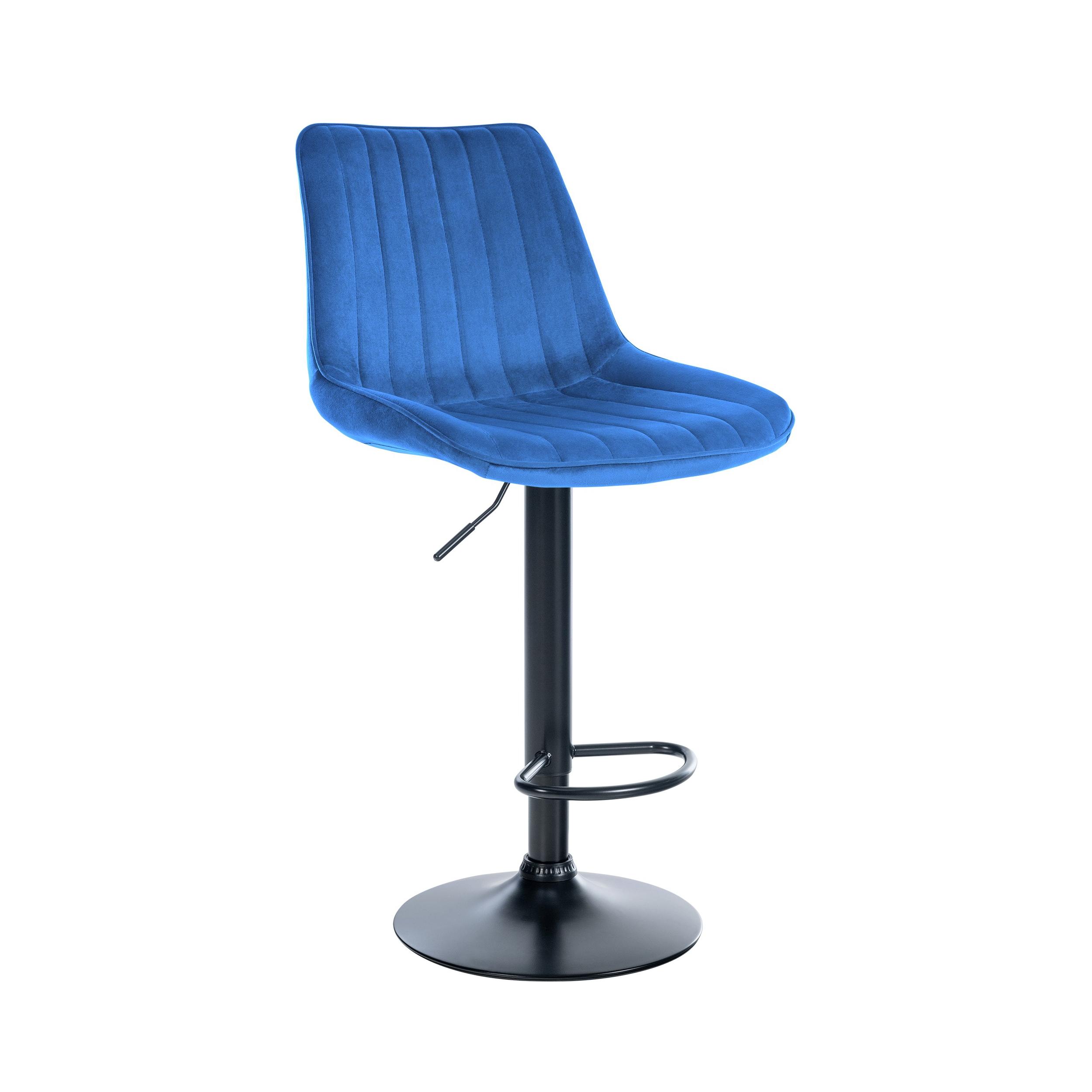 Tabouret de bar velours ajustable pivotant velours Bleu