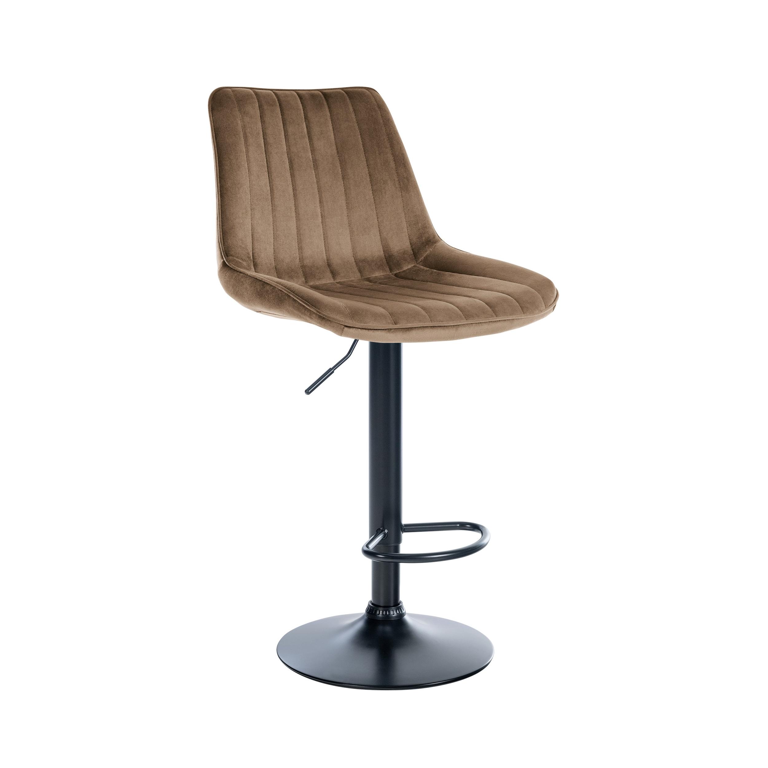 Tabouret de bar velours ajustable pivotant velours Marron