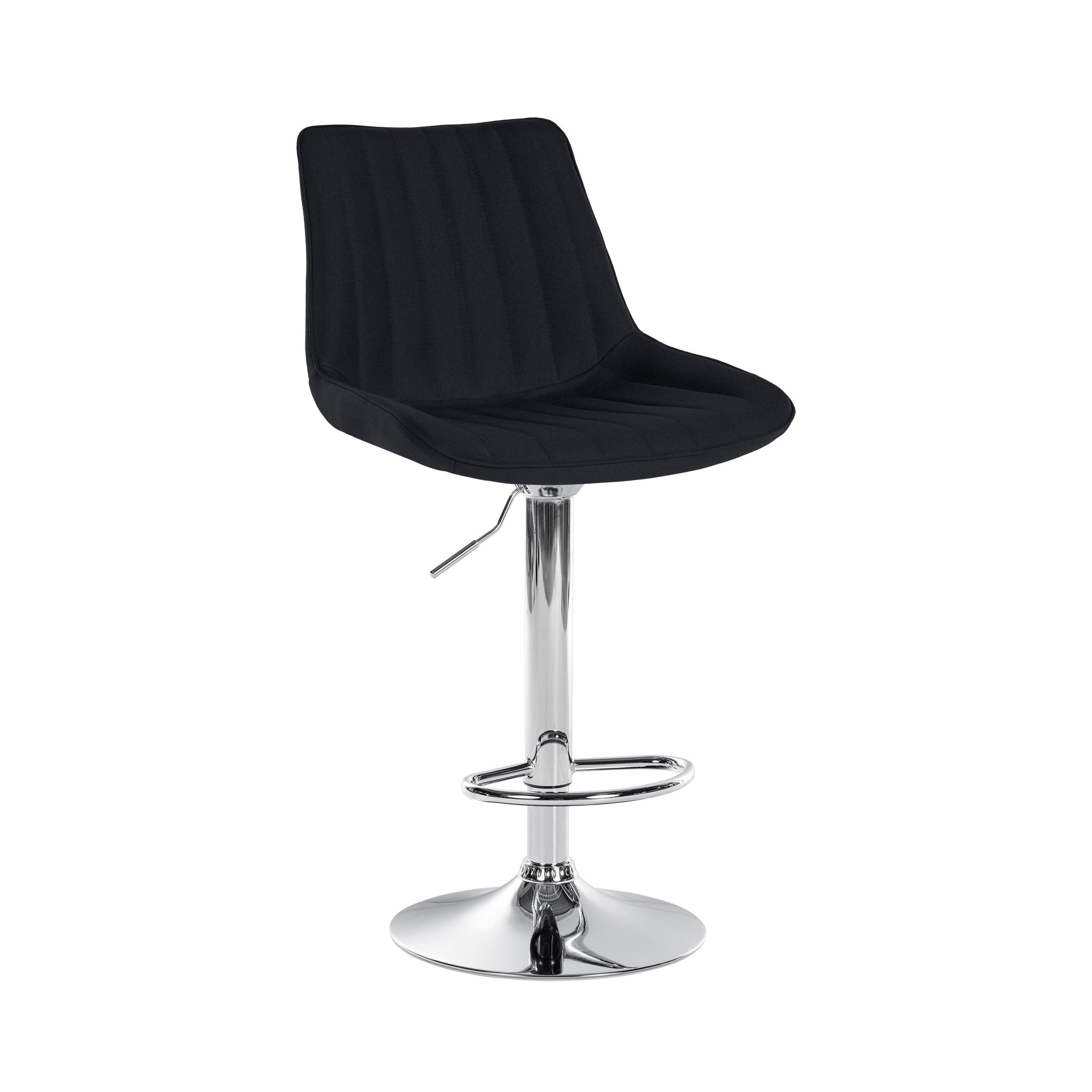 Tabouret de bar en tissu ajustable pivotant tissu Noir