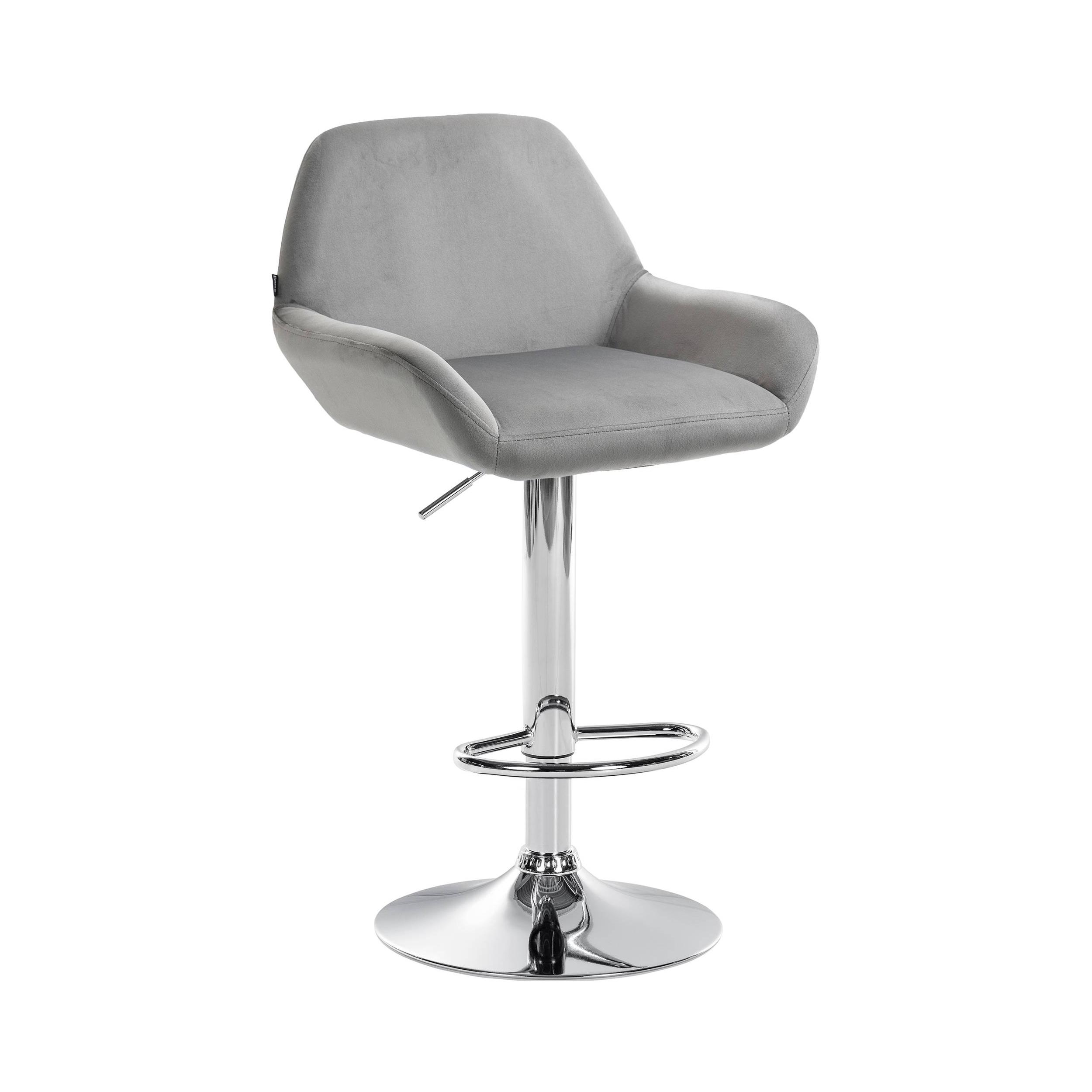 Tabouret de bar velours ajustable pivotant velours Gris