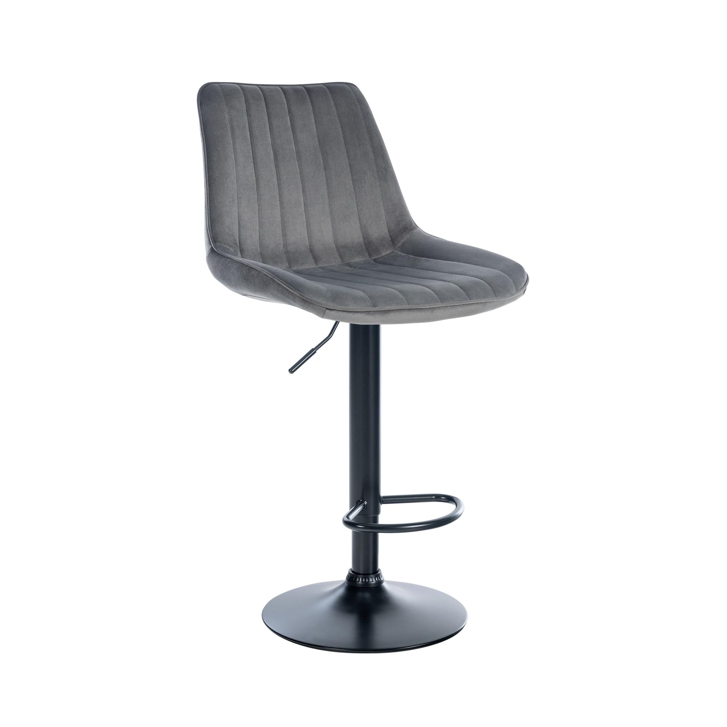 Tabouret de bar velours ajustable pivotant velours Gris foncé