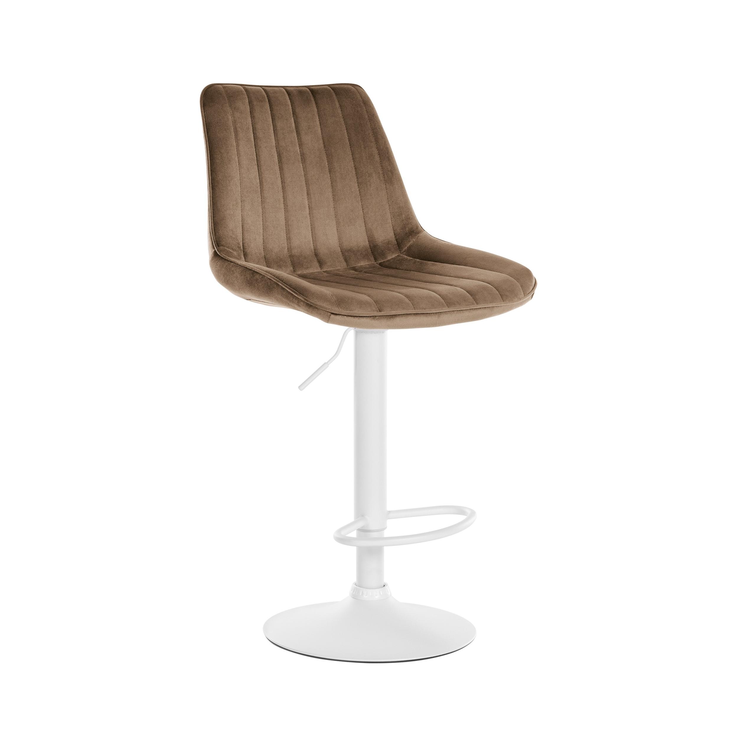 Tabouret de bar velours ajustable pivotant velours Marron