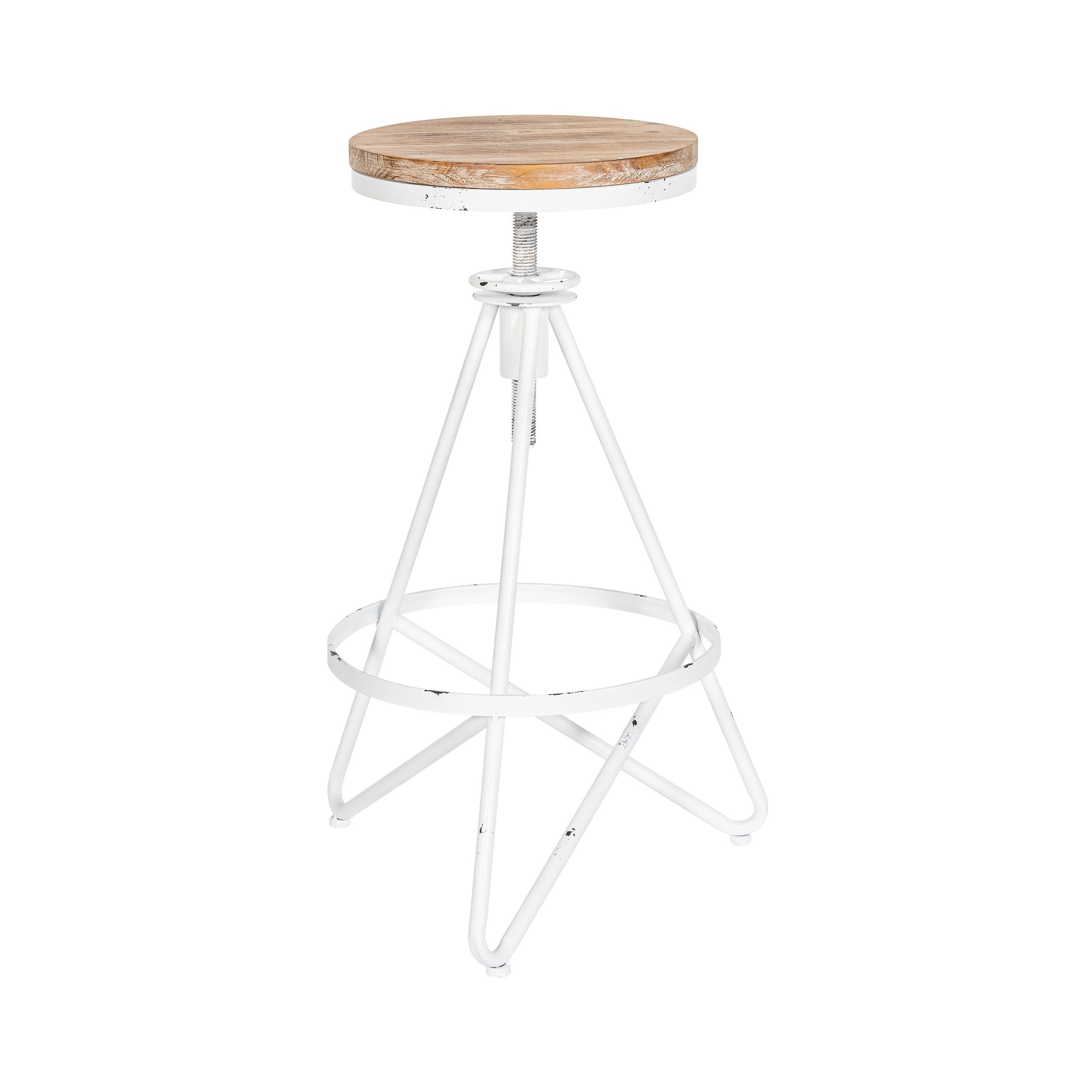 Tabouret de bar industriel réglable en métal Blanc antique