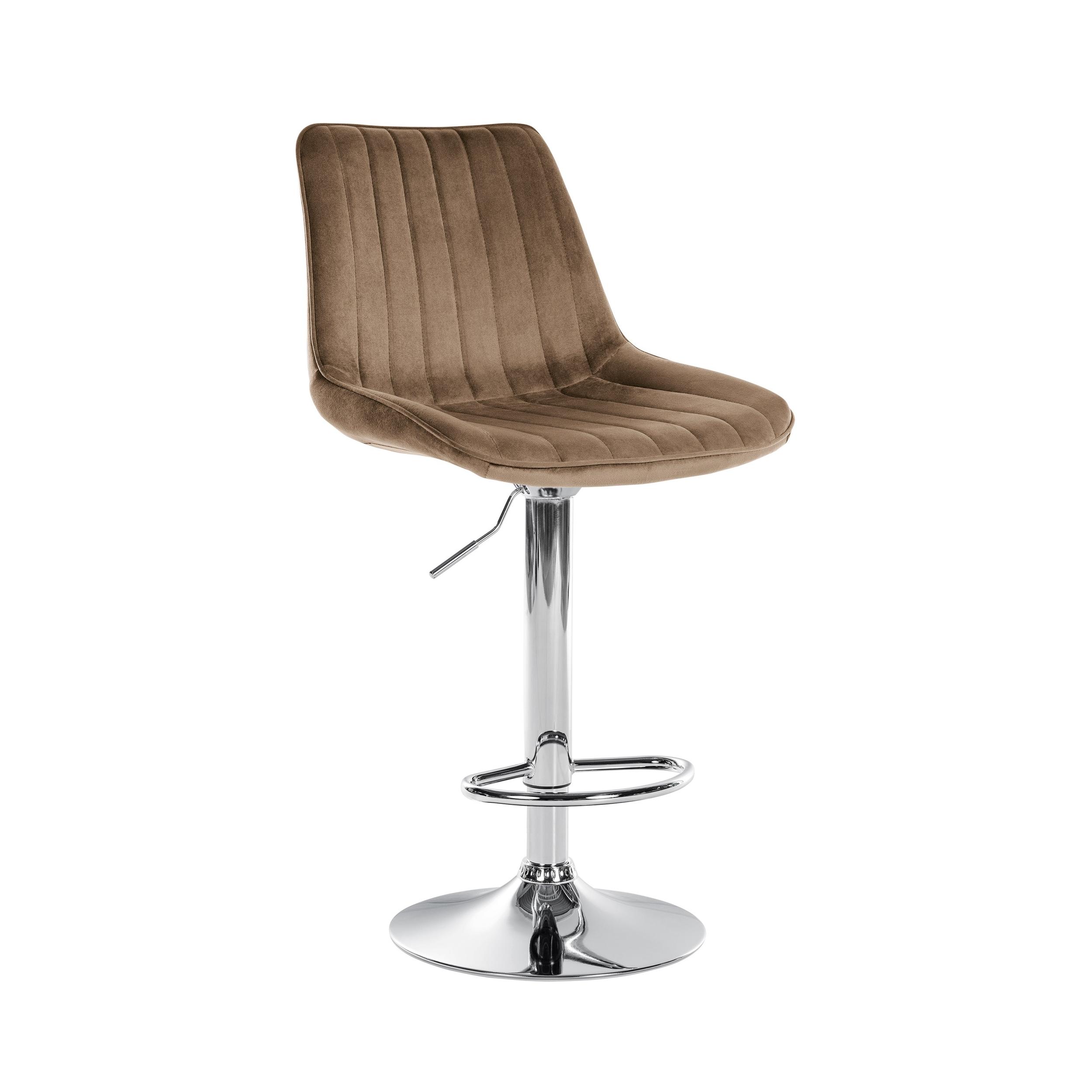 Tabouret de bar velours ajustable pivotant velours Marron
