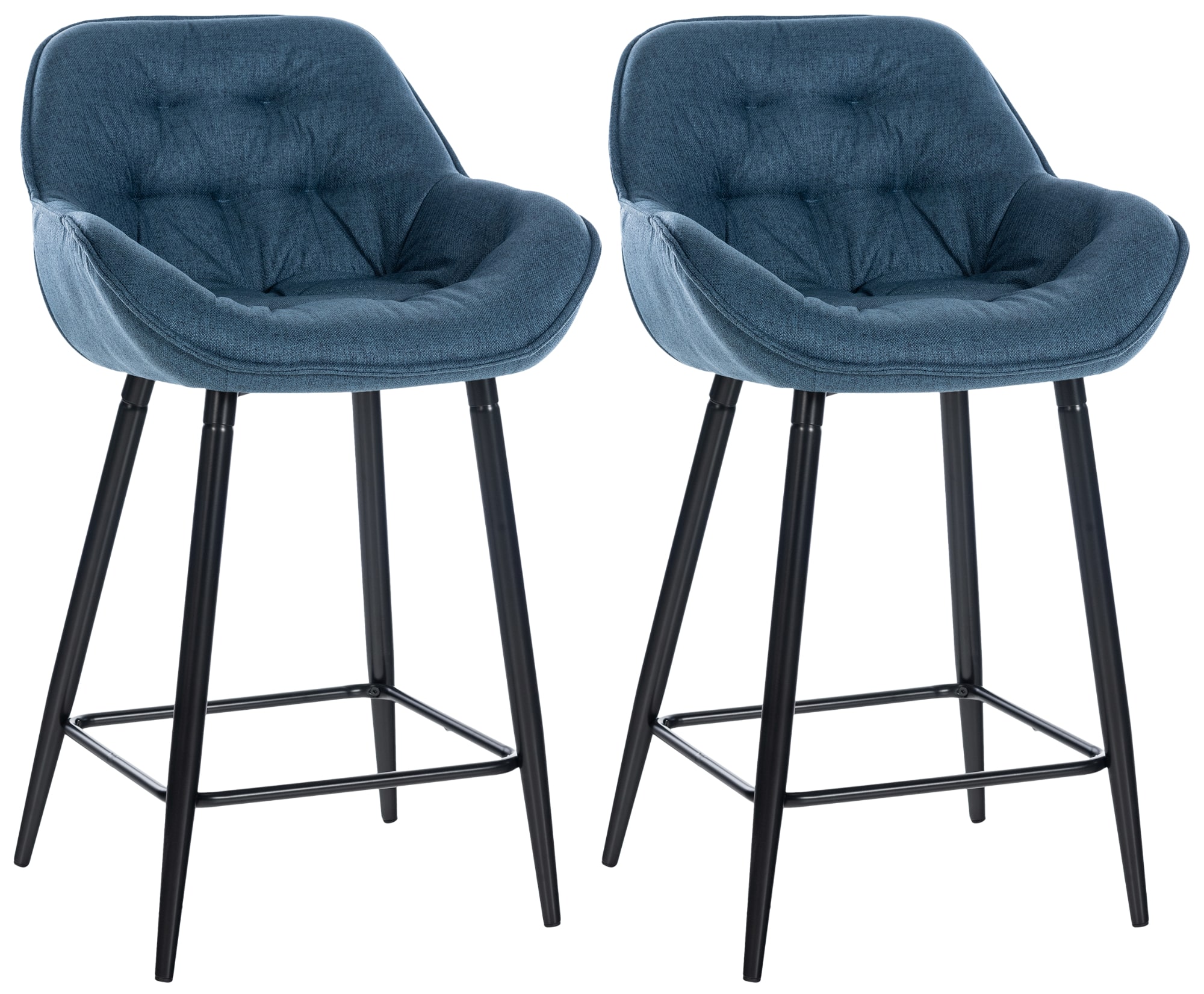 Lot de 2 Tabourets de bar Avec accoudoirs tissu Bleu