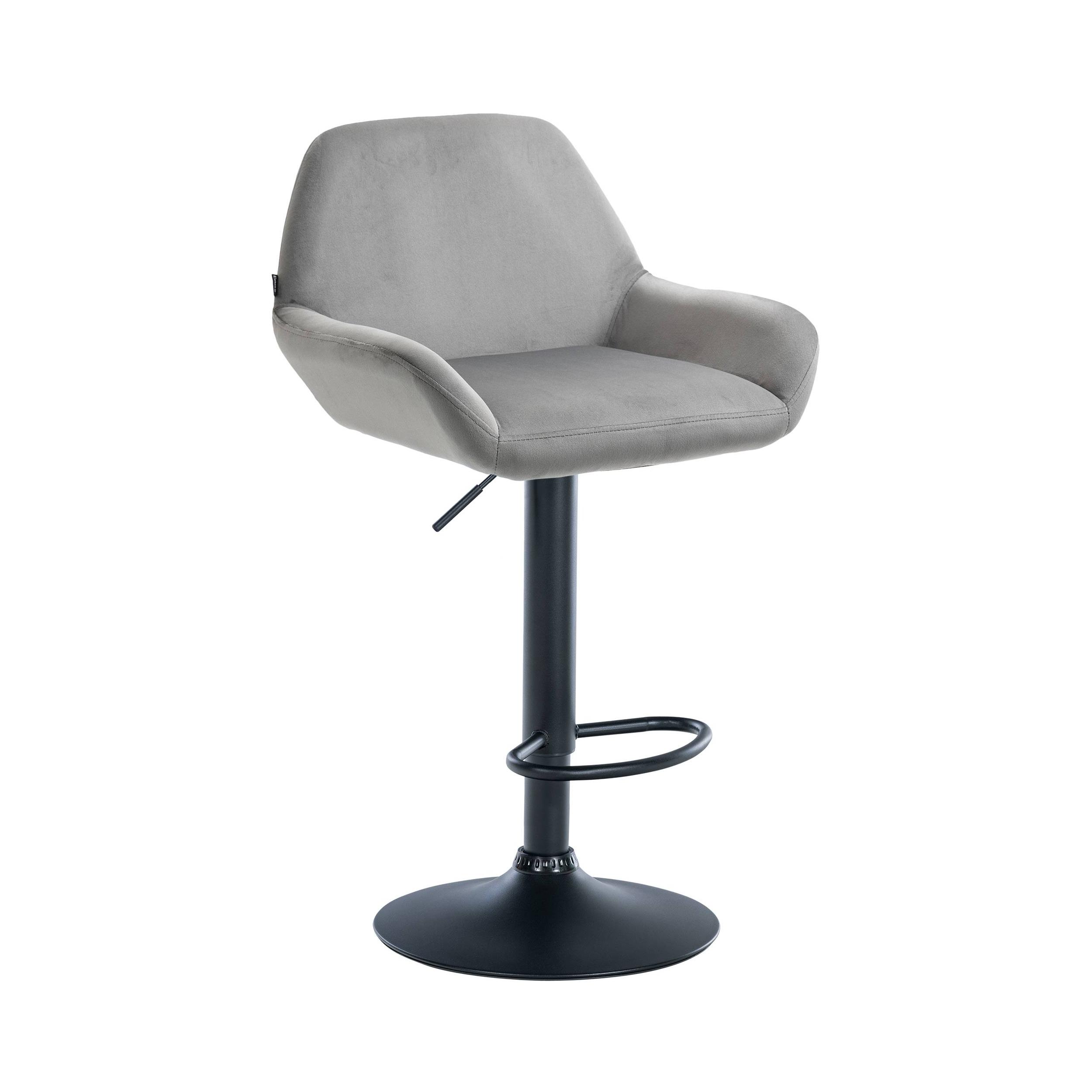 Tabouret de bar velours ajustable pivotant velours Gris