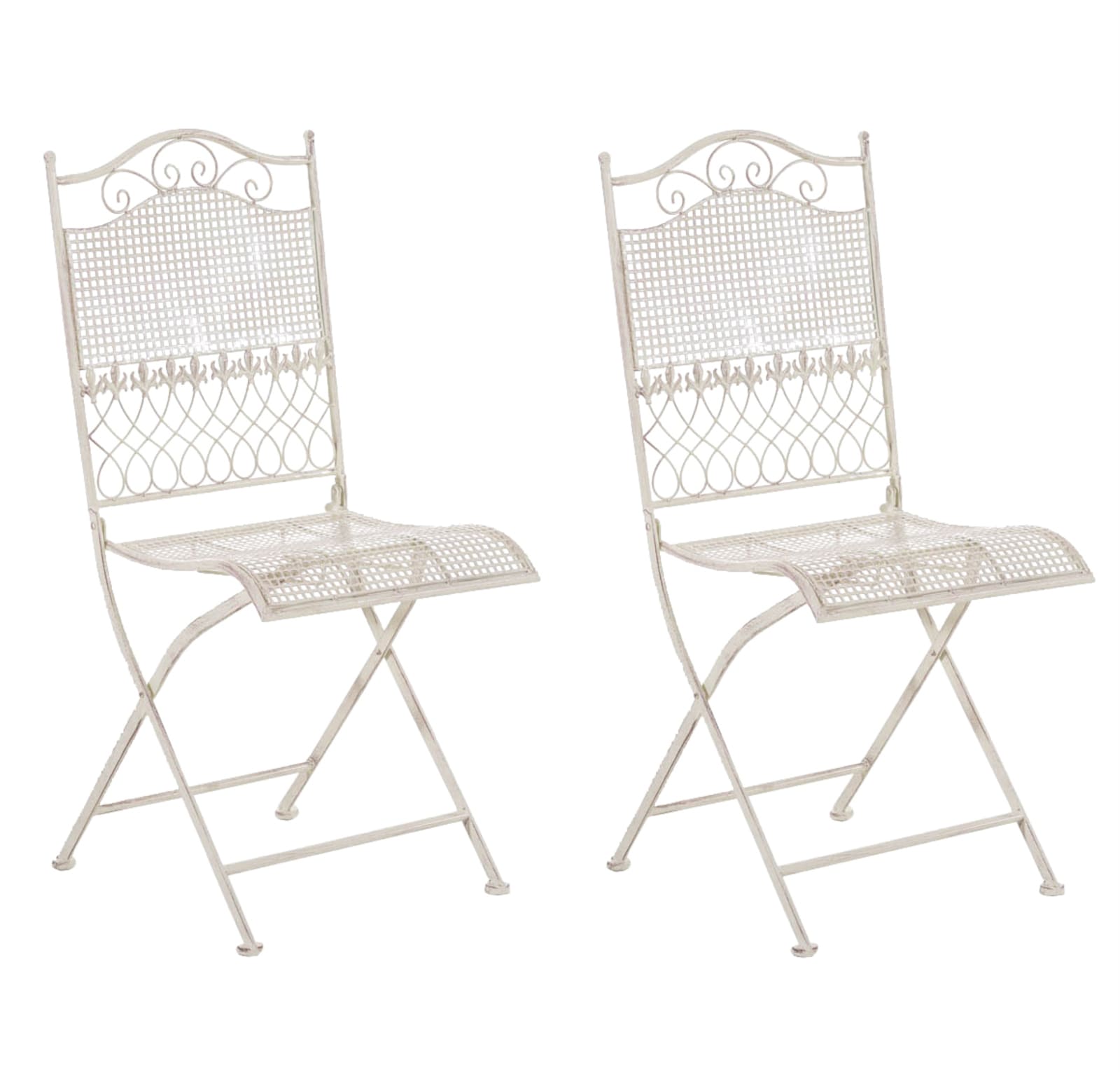 Lot de 2 chaises de jardin pliables en métal Crème antique