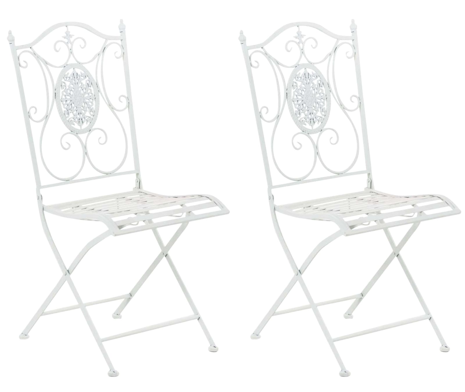 Lot de 2 chaises de jardin pliables en métal Blanc