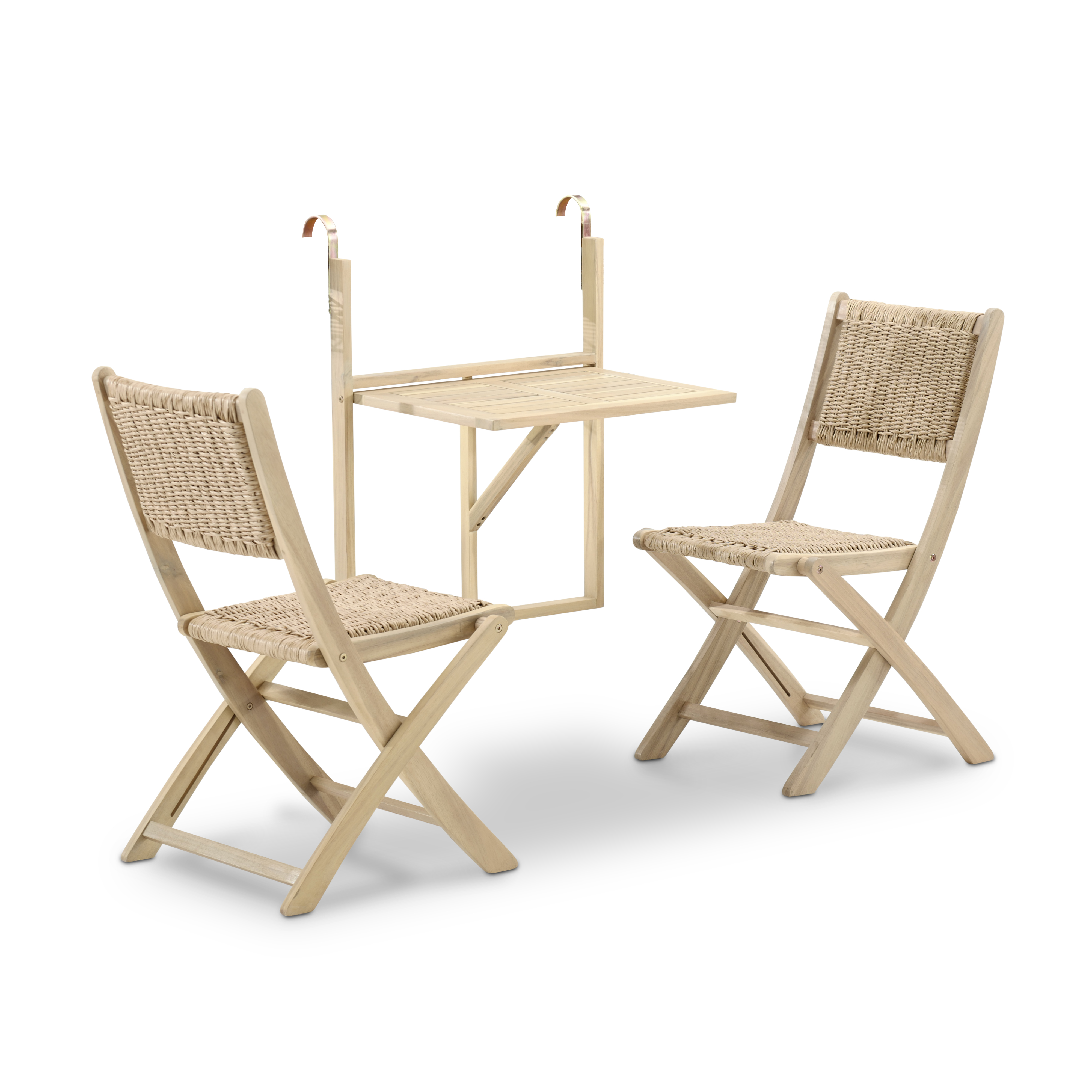 Ensemble balcon table suspendue + 2 chaises pliantes sans bras