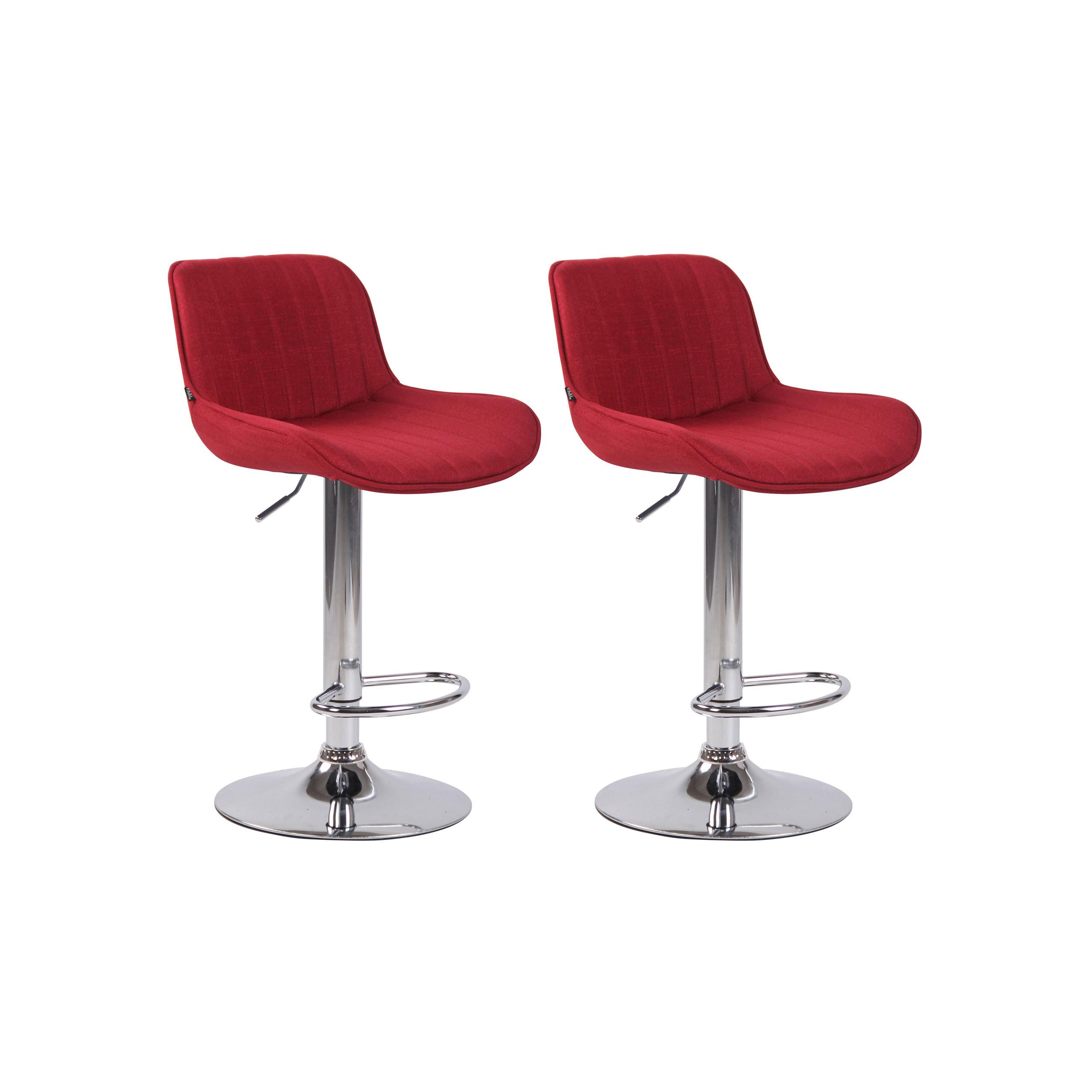 Lot de 2 Tabourets de bar réglable en tissu Rouge