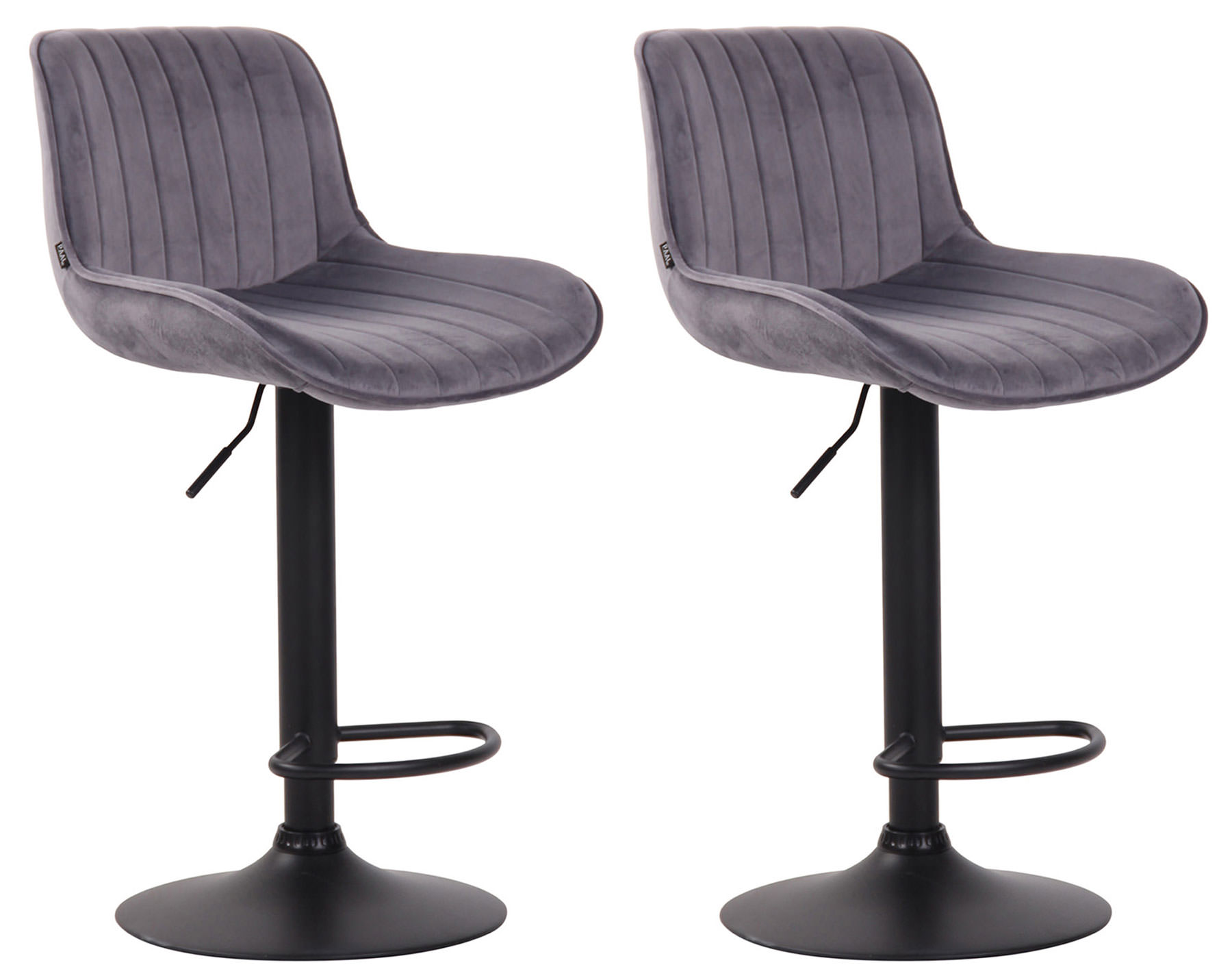 Lot de 2 tabourets de bar réglables en velours Gris foncé