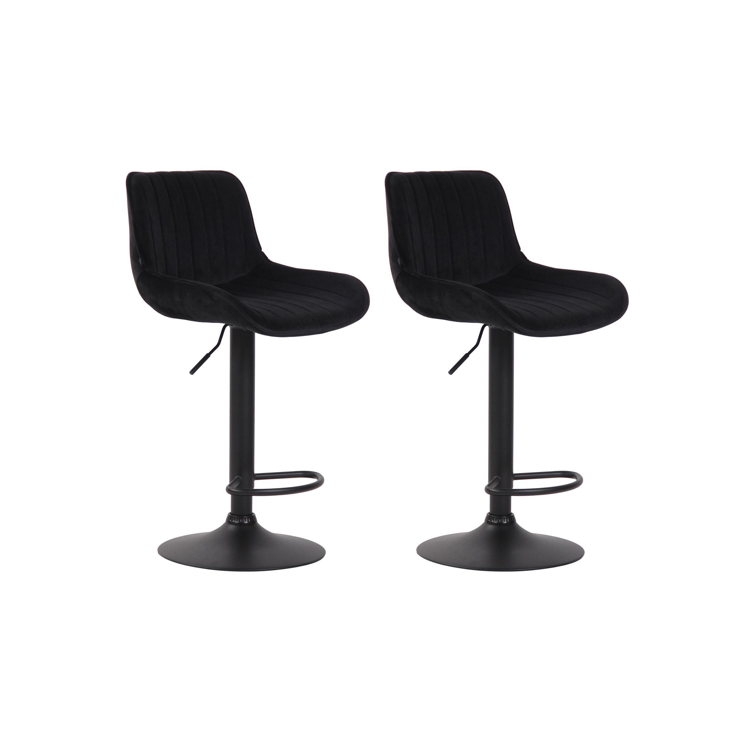 Lot de 2 tabourets de bar réglables en velours Noir