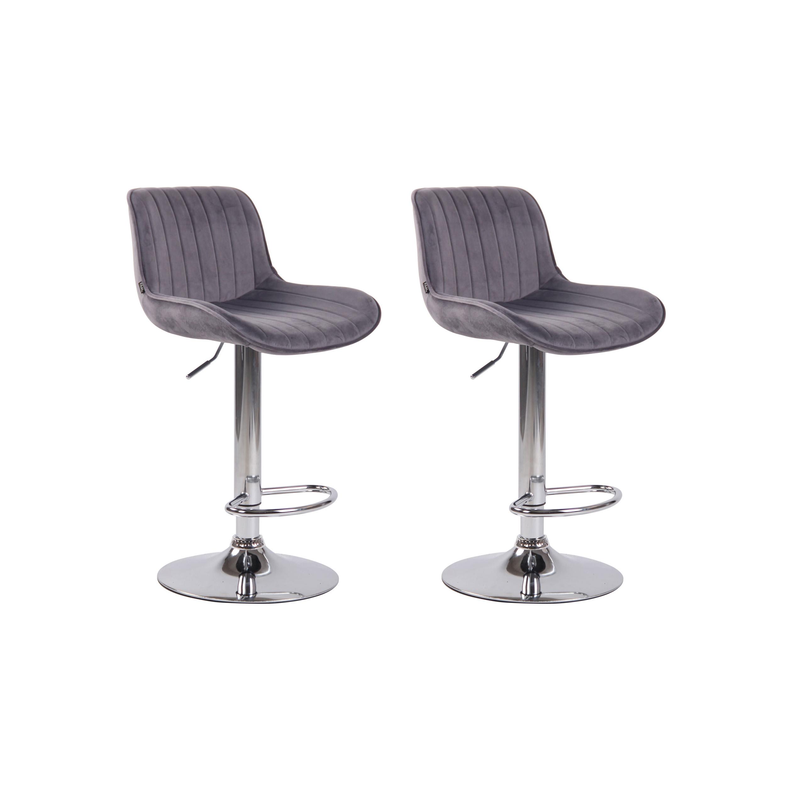Lot de 2 tabourets de bar réglables en velours Gris foncé