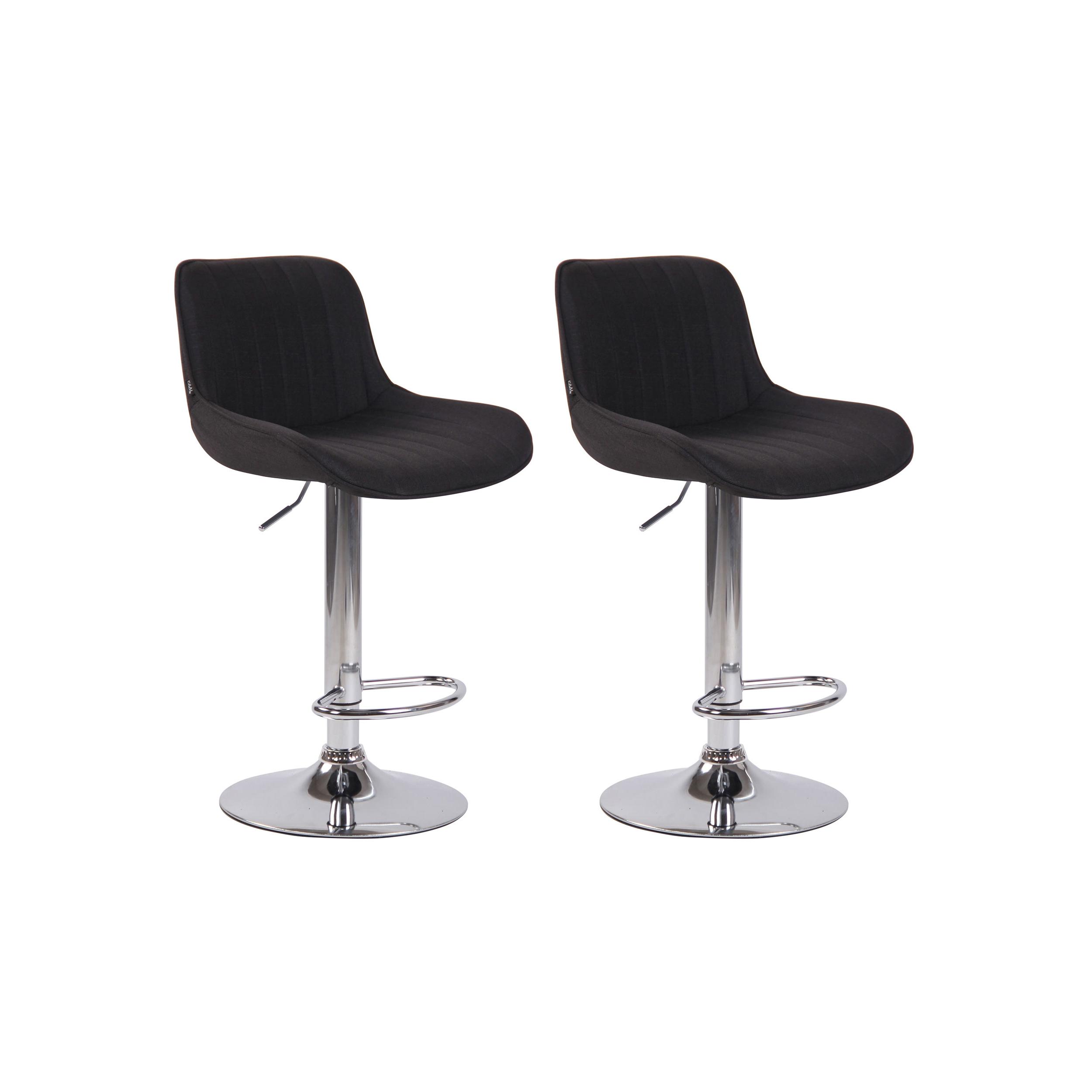 Lot de 2 Tabourets de bar réglable en tissu Noir