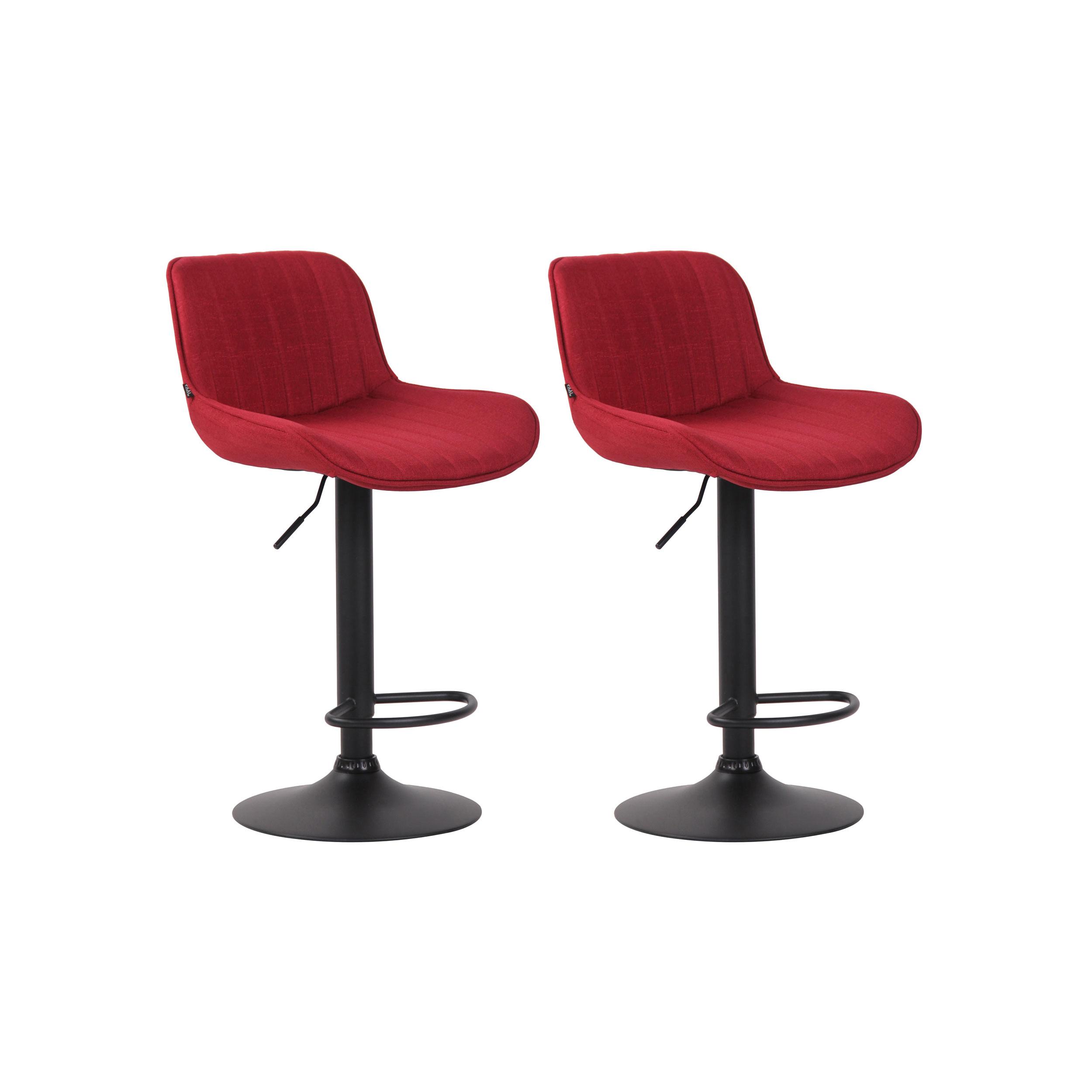 Lot de 2 Tabourets de bar réglable en tissu Rouge