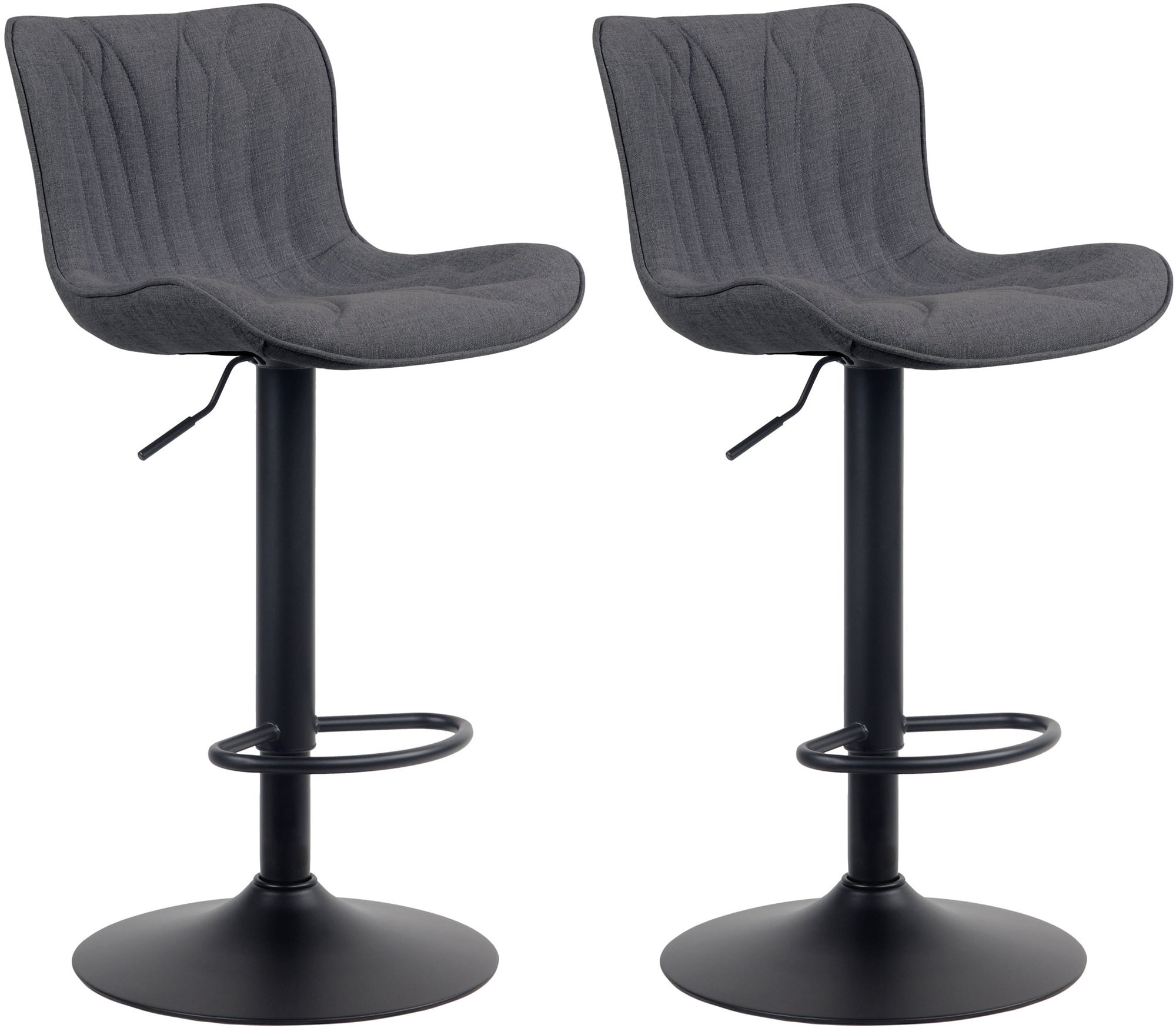 Lot de 2 tabourets de bar ajustables en tissu Noir