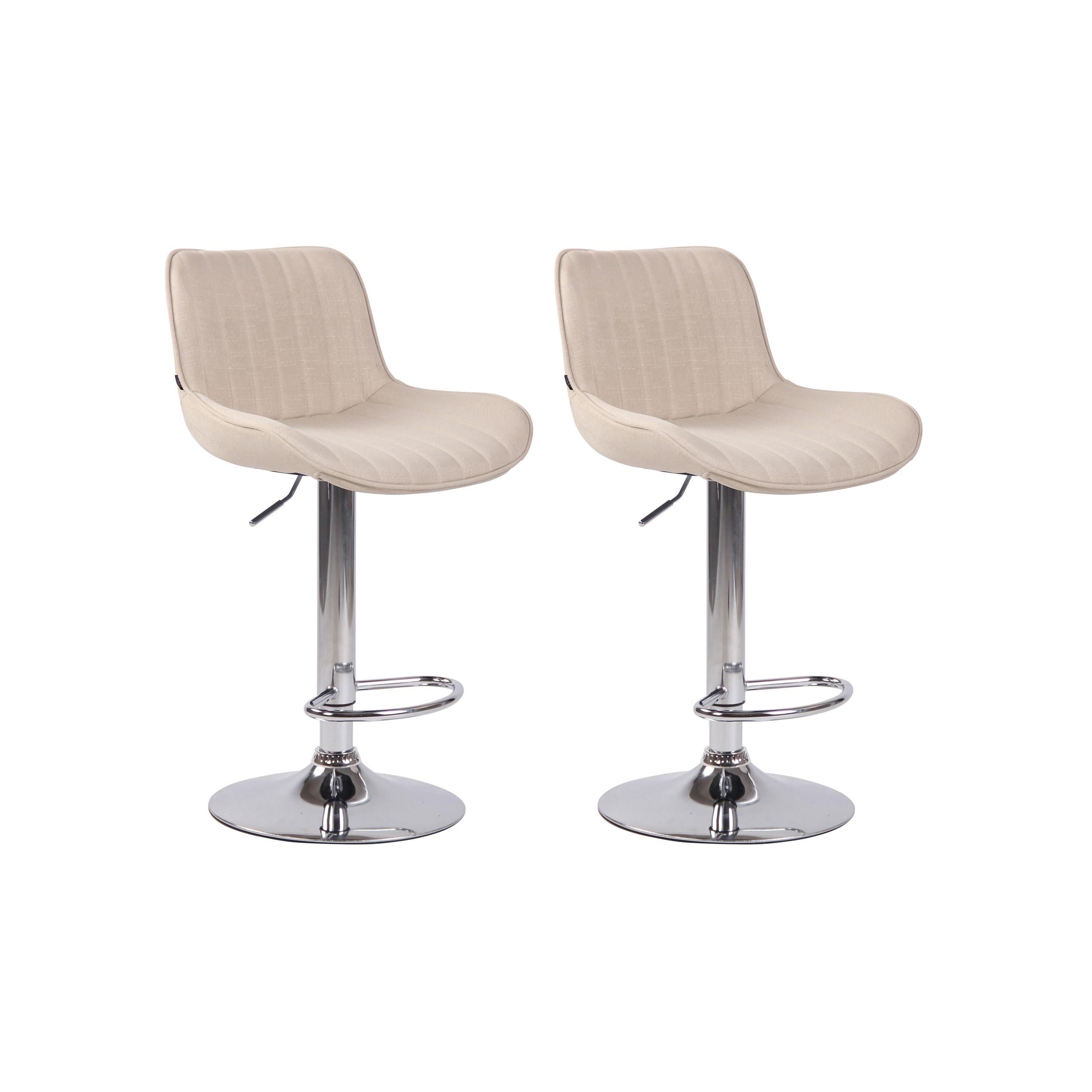 Lot de 2 Tabourets de bar réglable en tissu Crème