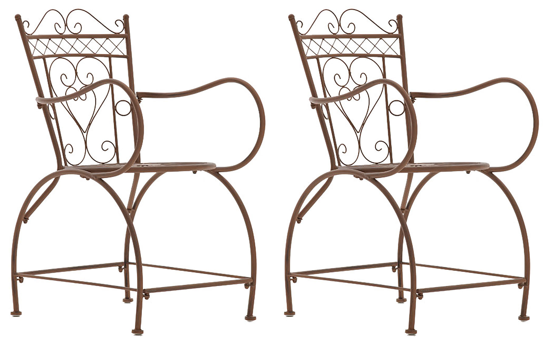 lot de 2 chaises de jardin en métal marron antique