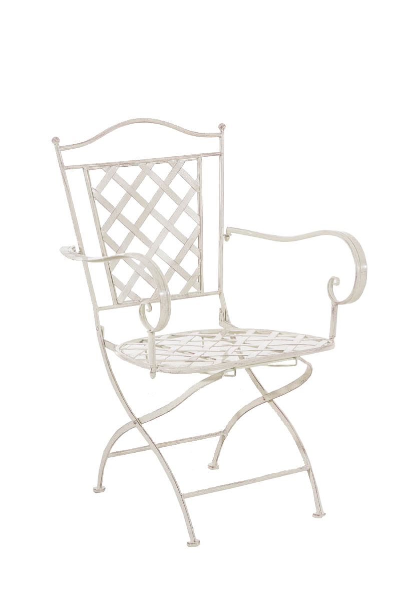 chaise de jardin avec accoudoirs en métal crème antique