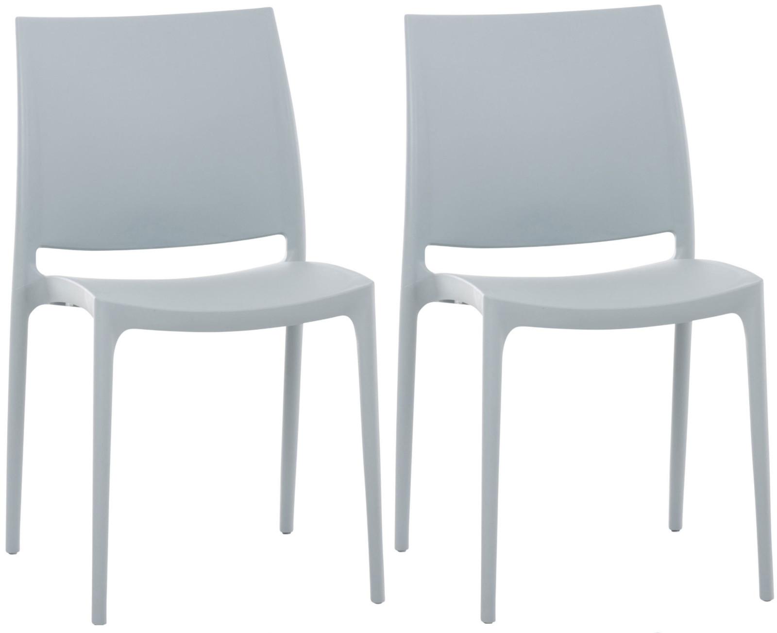 Lot 2 chaises de jardin empilables en plastique Gris clair