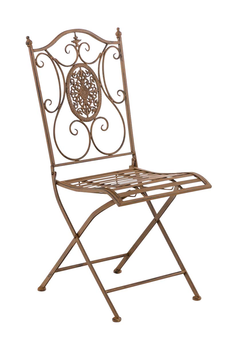 chaise de jardin pliable en métal marron antique