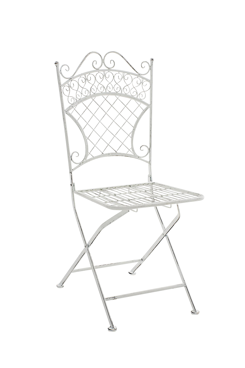 chaise de jardin pliable en métal blanc antique