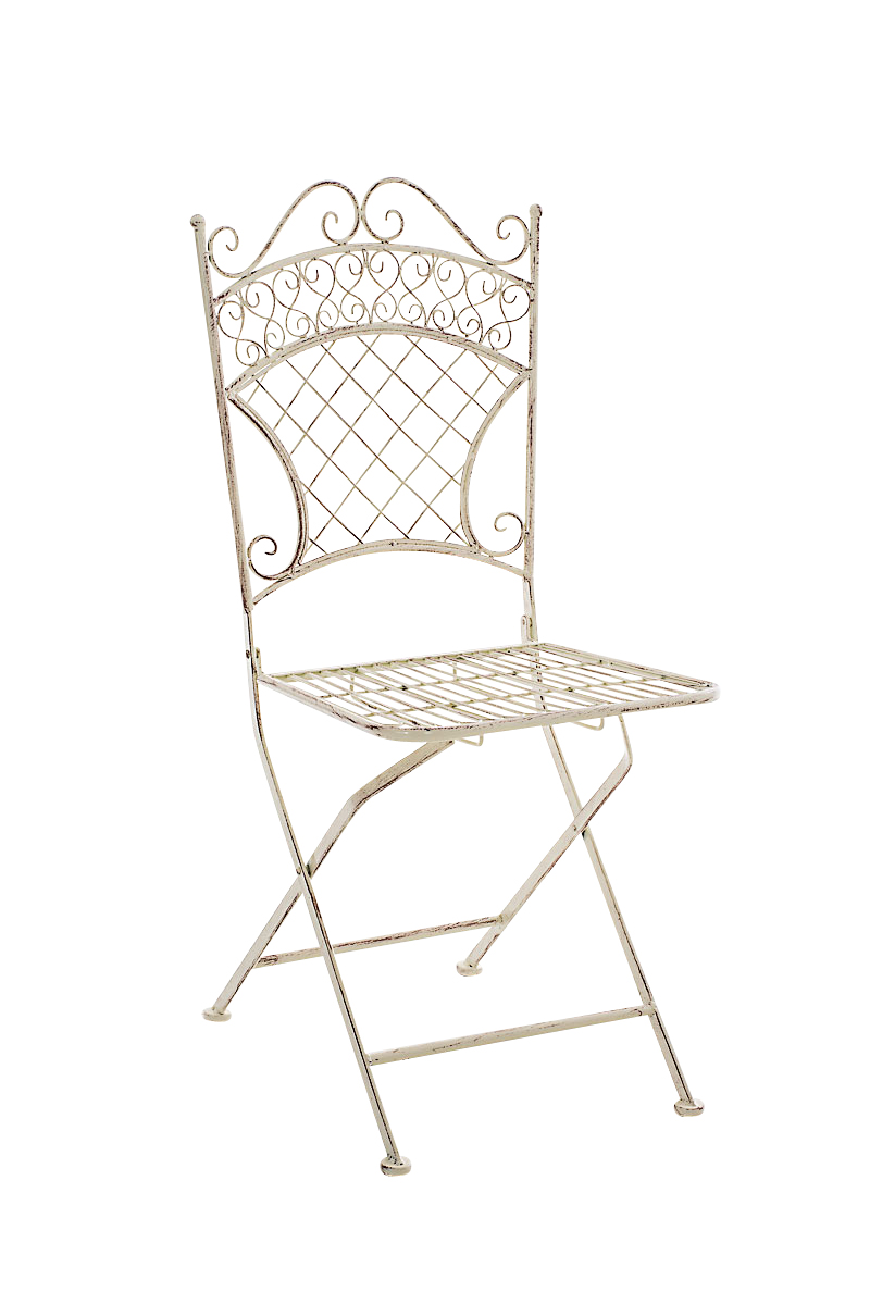 chaise de jardin pliable en métal crème antique