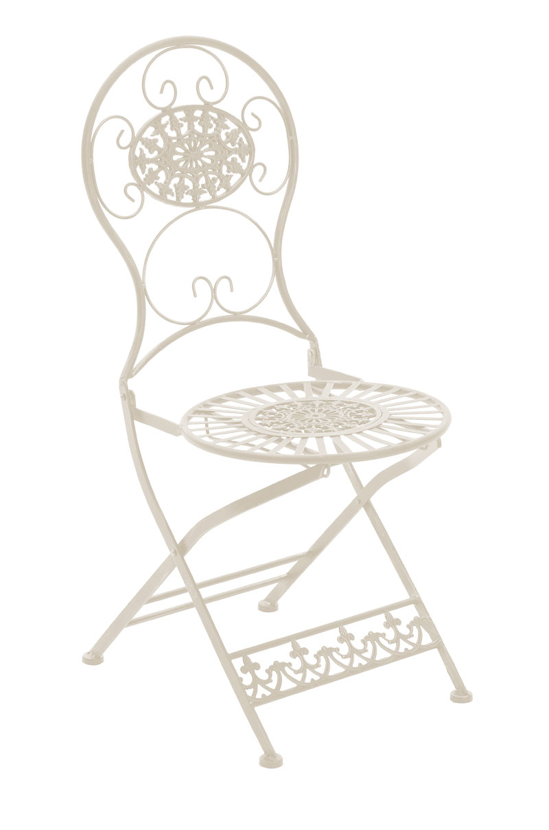 chaise de jardin pliable en métal crème antique