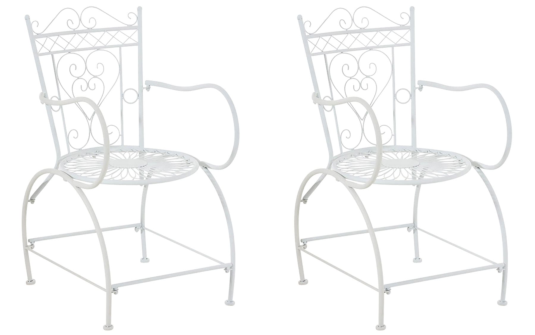 Lot de 2 chaises de jardin en métal Blanc