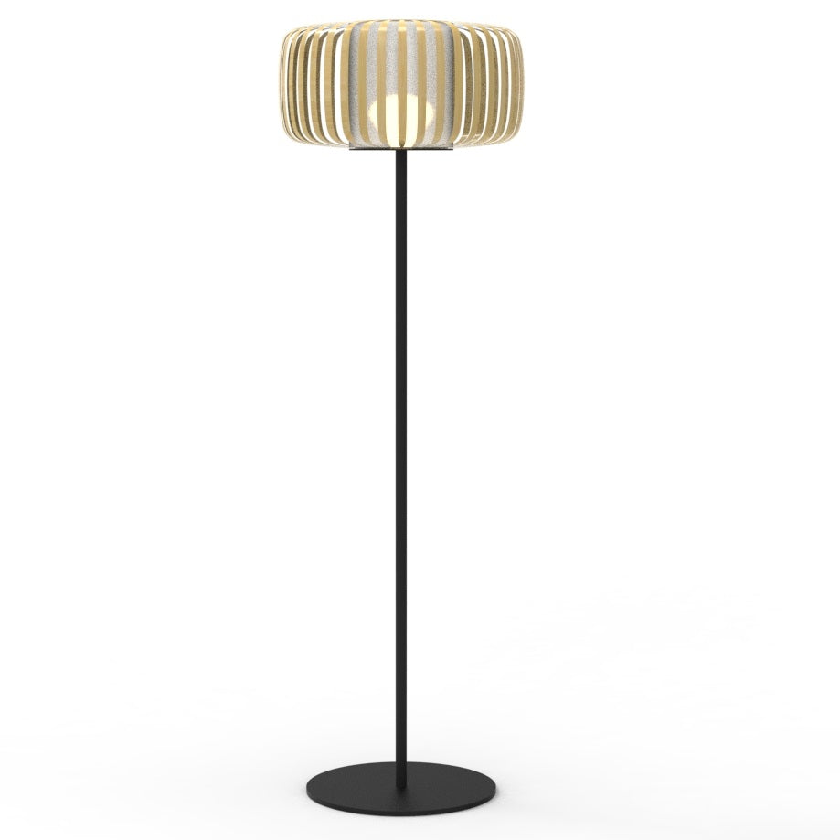 lampadaire sans fil bambou naturel beige h150cm