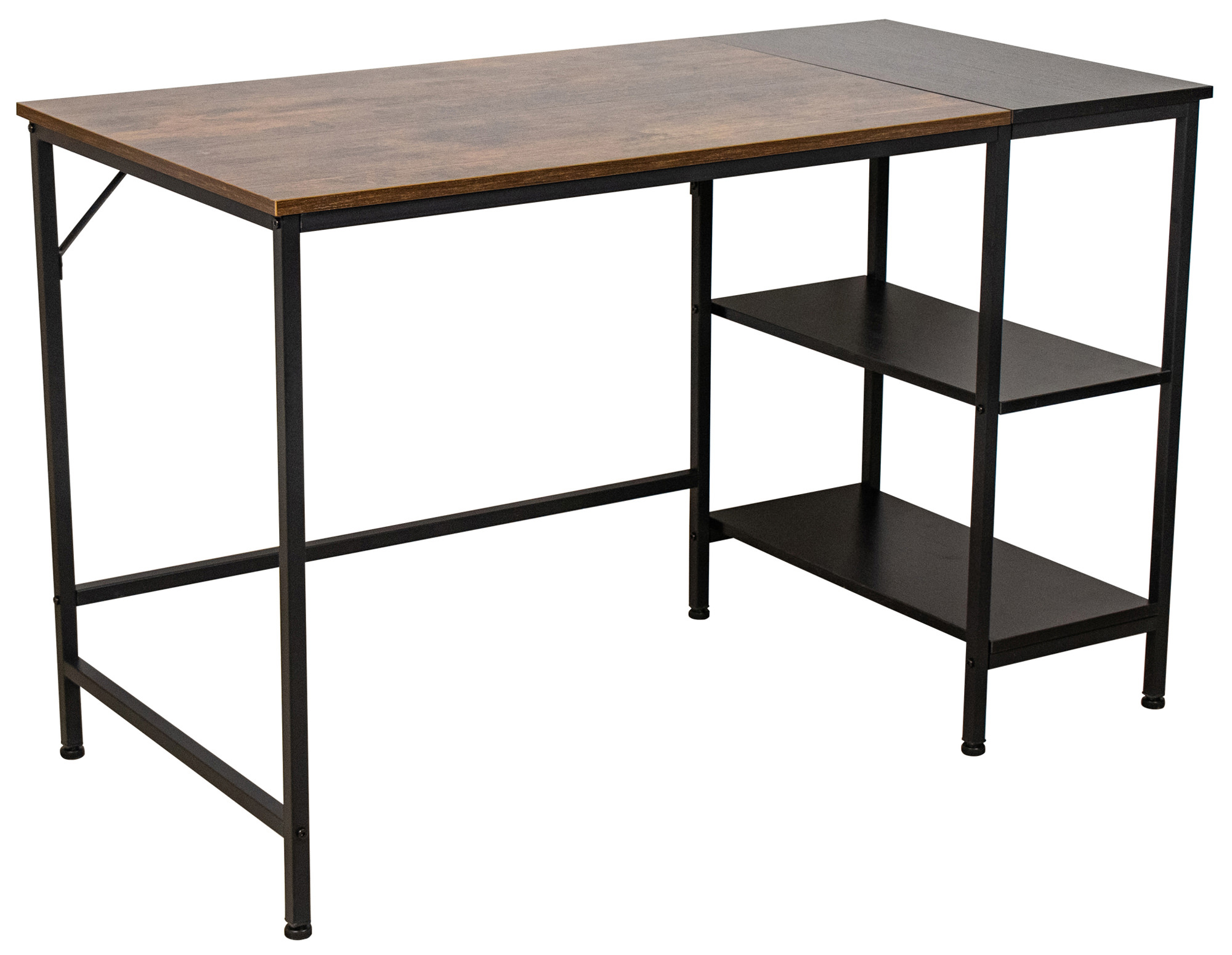 bureau avec colonne de rangement latérale en bois noir / marron