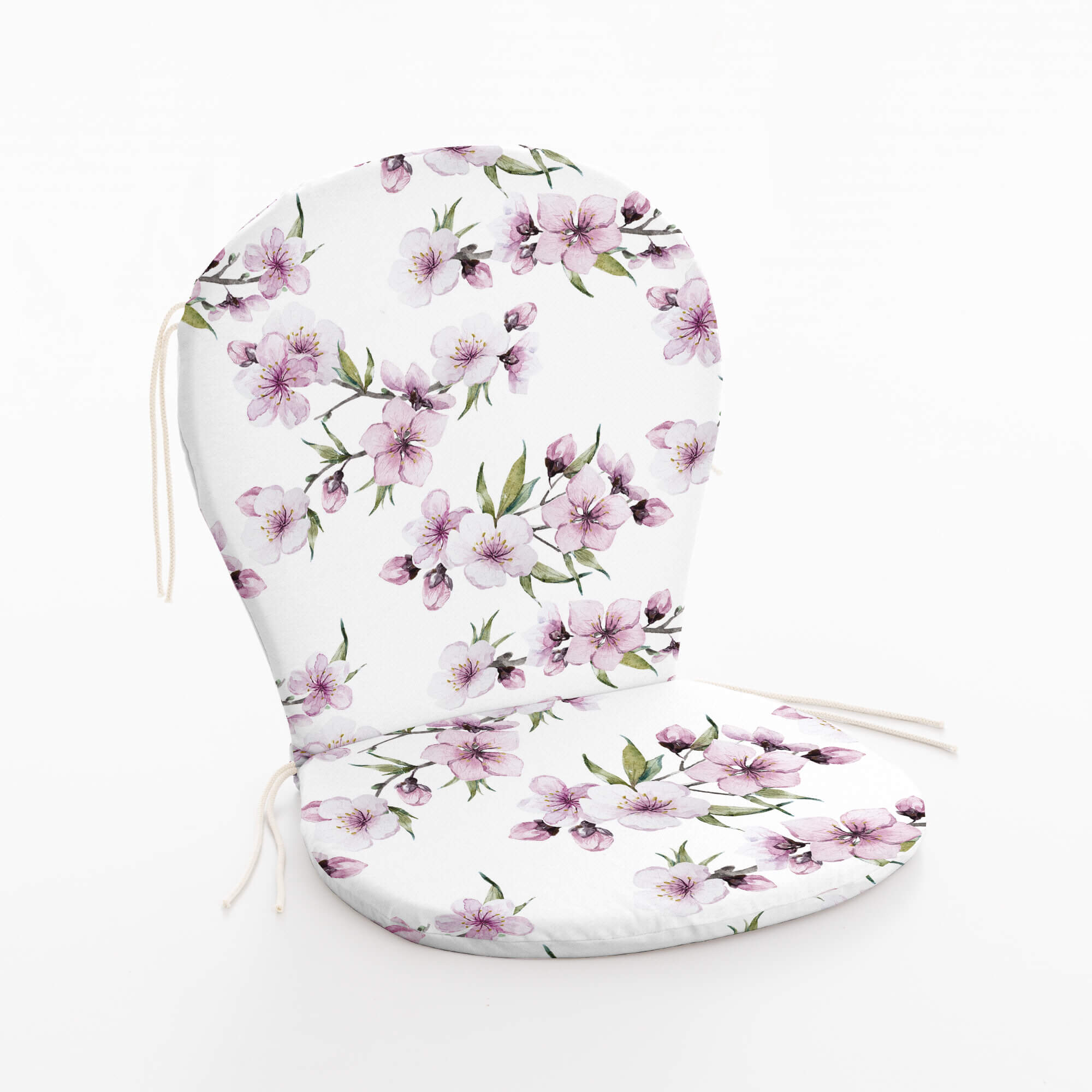 Coussin pour chaise d'extérieur Blanc avec des fleurs roses 90x48x5