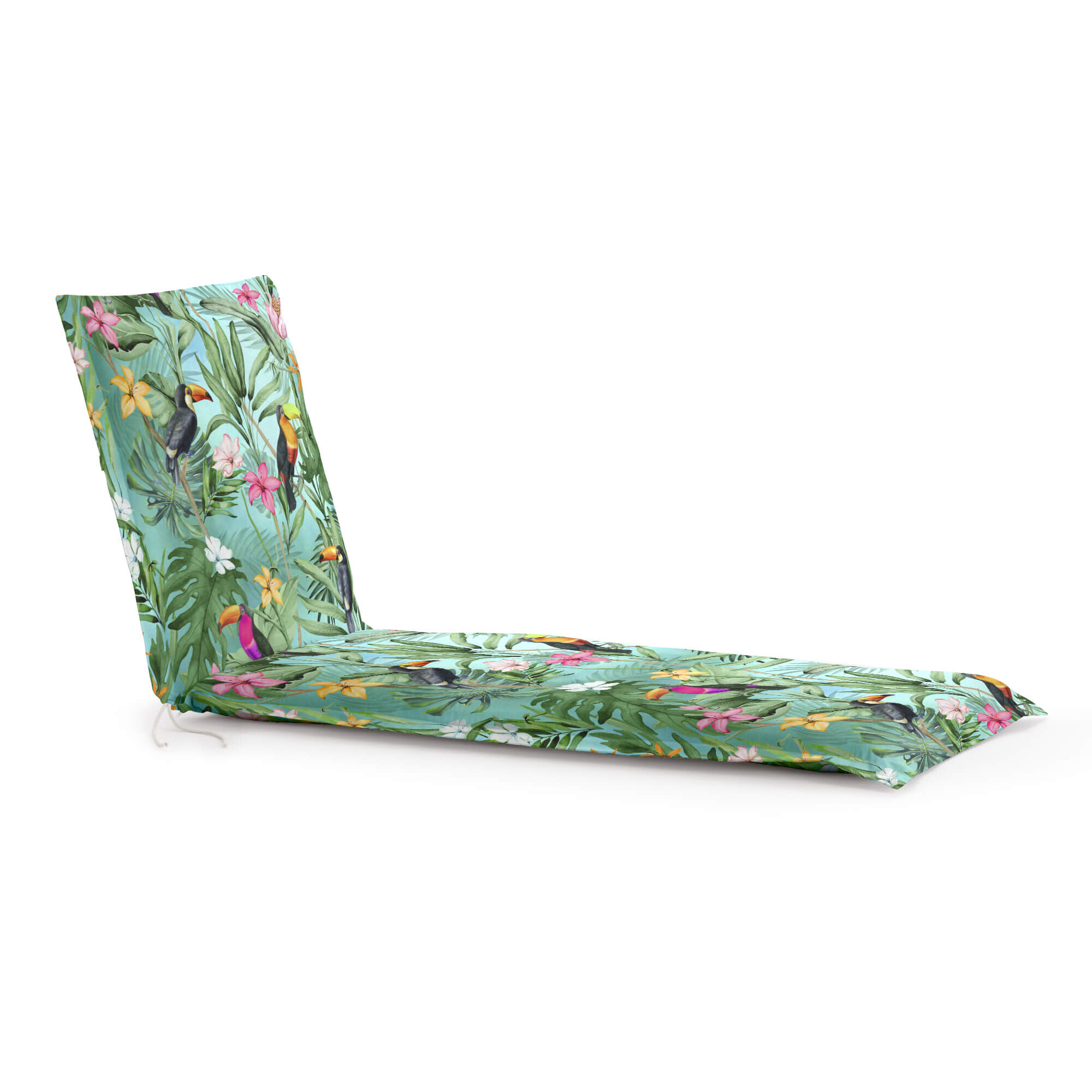 Coussin pour transat avec des fleurs et oiseaux multicolores 53x175x5