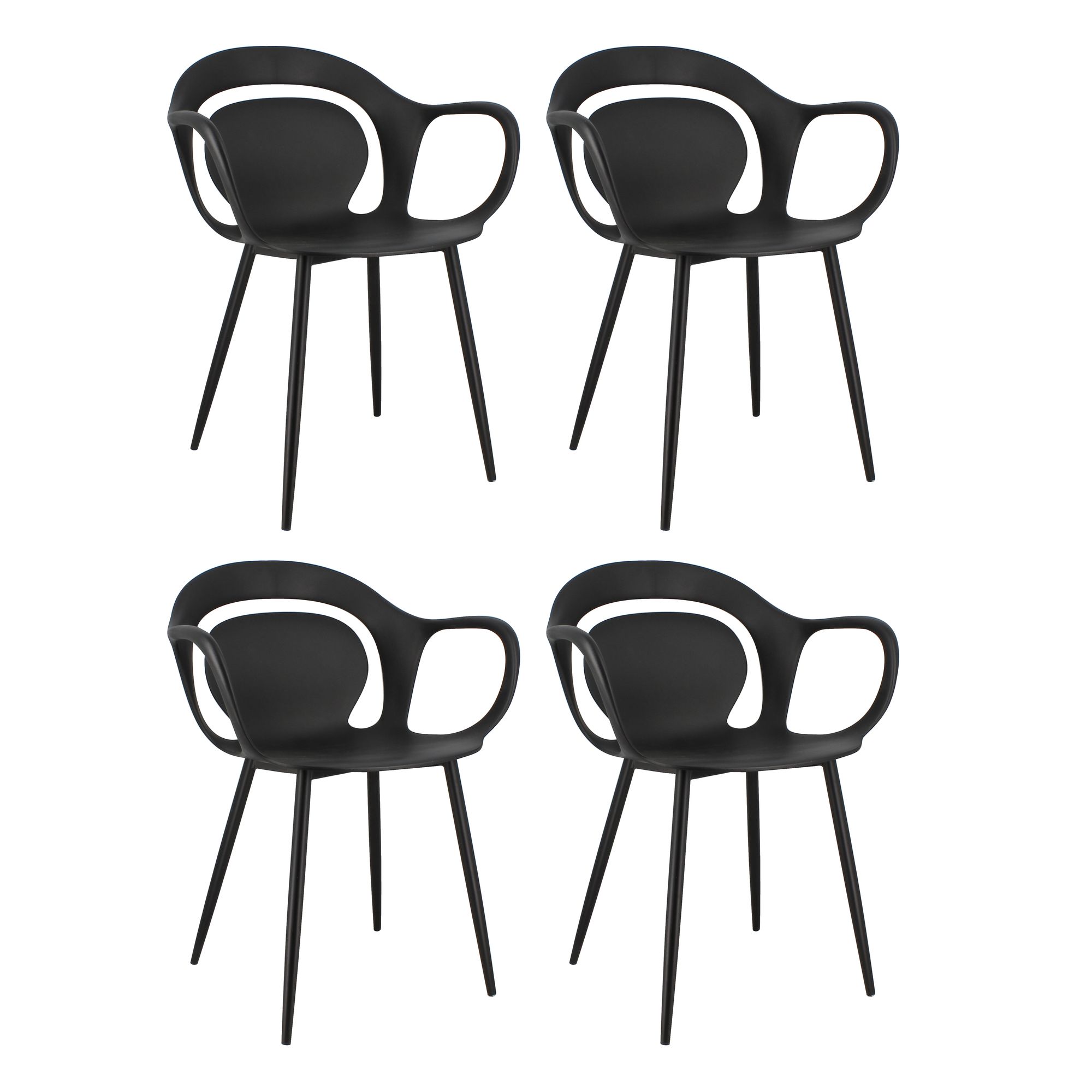 Lot de 4 fauteuils de table outdoor noir mat