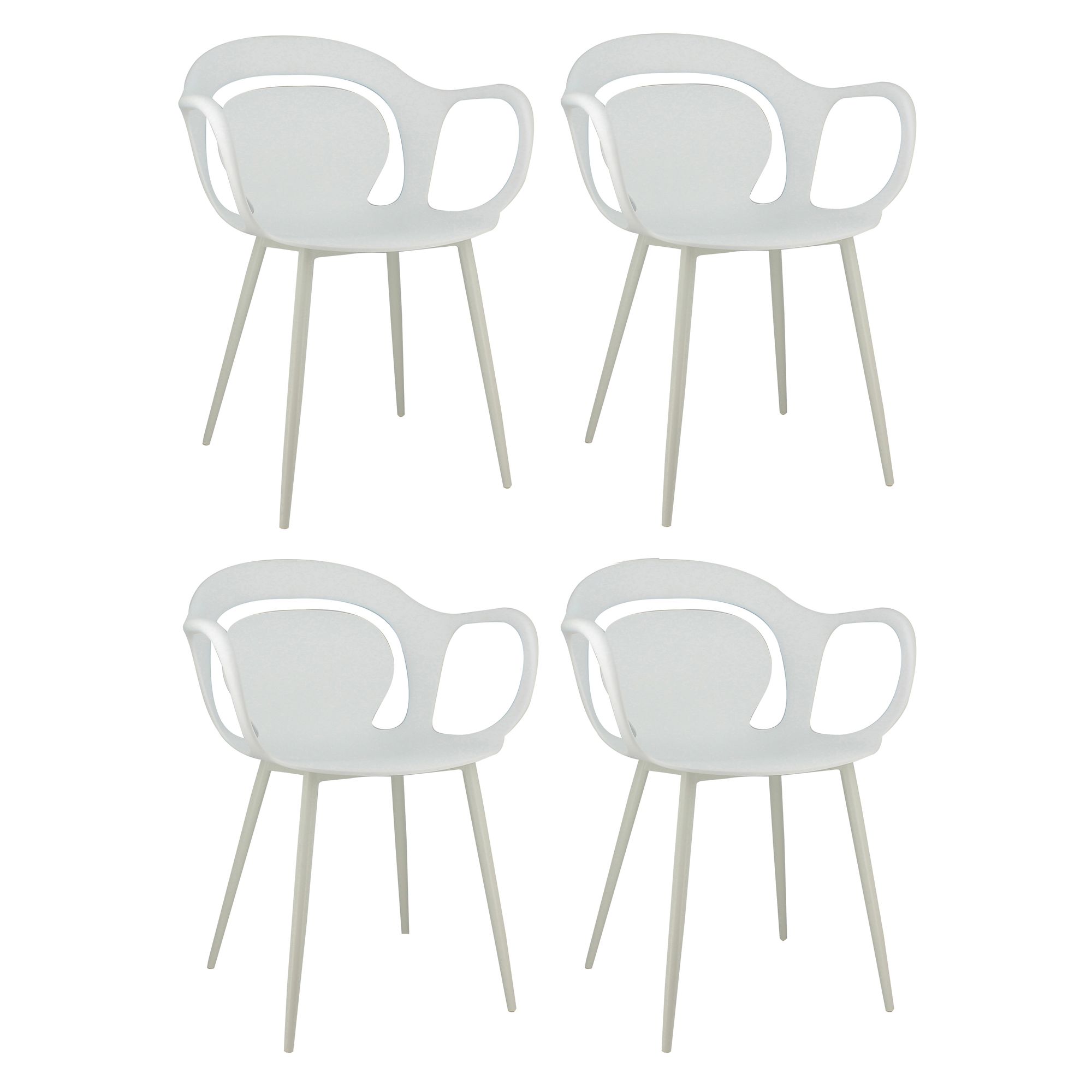 Lot de 4 fauteuils de table outdoor blanc mat