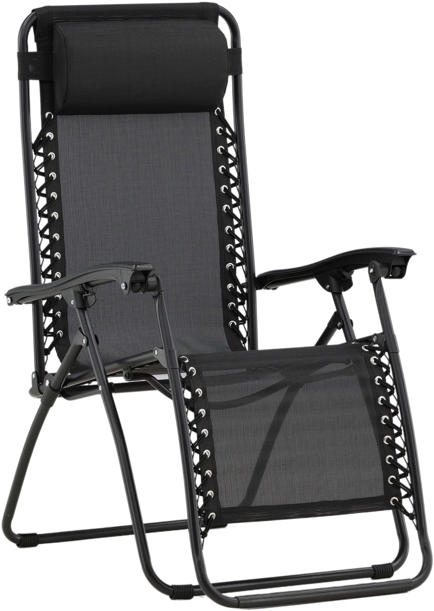 Fauteuil relax de jardin pliant en aluminium noir