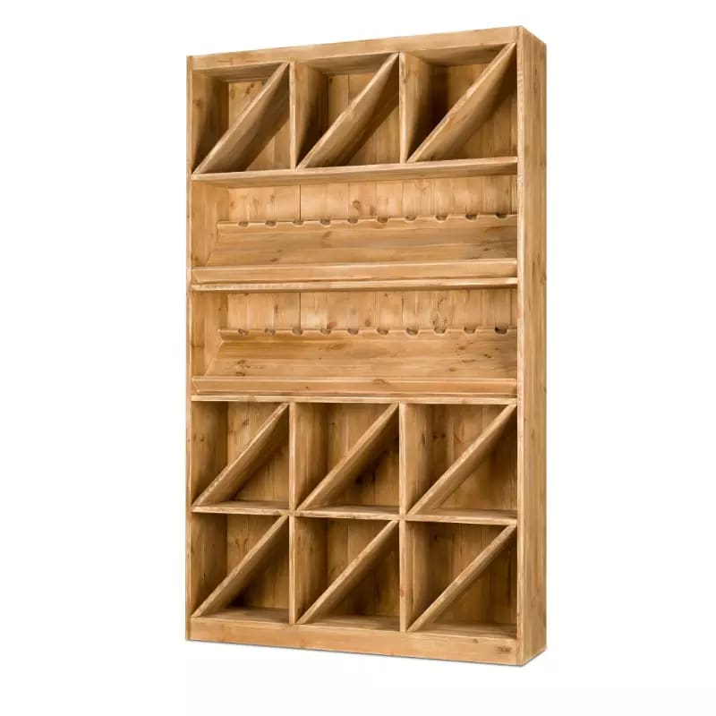 Étagère à vin H195 cm capacité 200 bouteilles bois massif