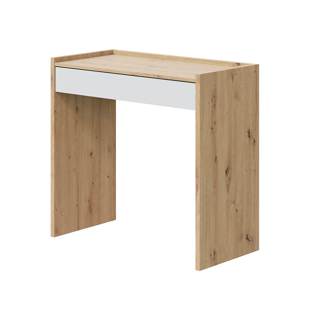 Mesa de escritorio con 1 cajón roble nodi y blanco artik