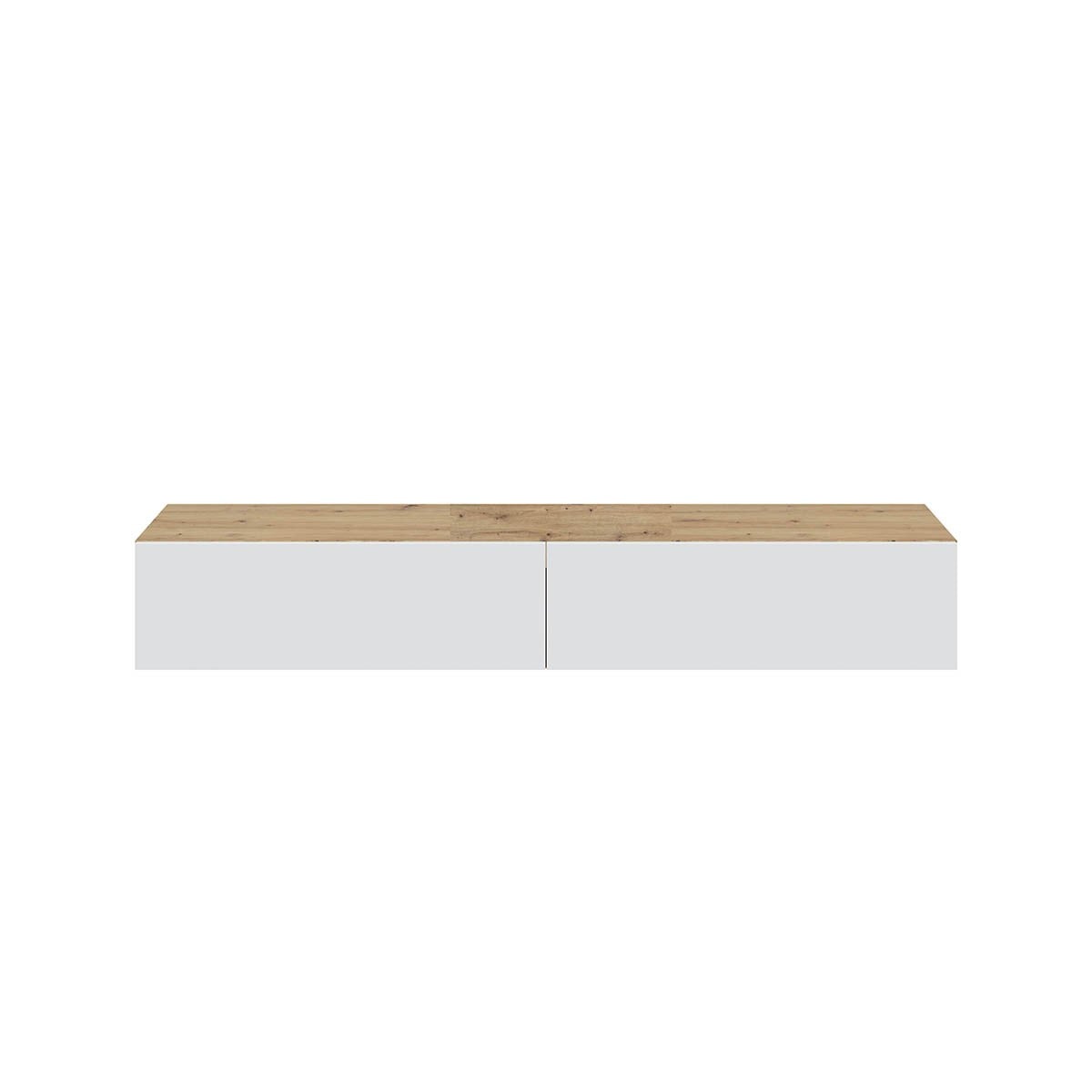 Meuble TV 2 abattants et 2 niches effet bois – L180 x H28 cm