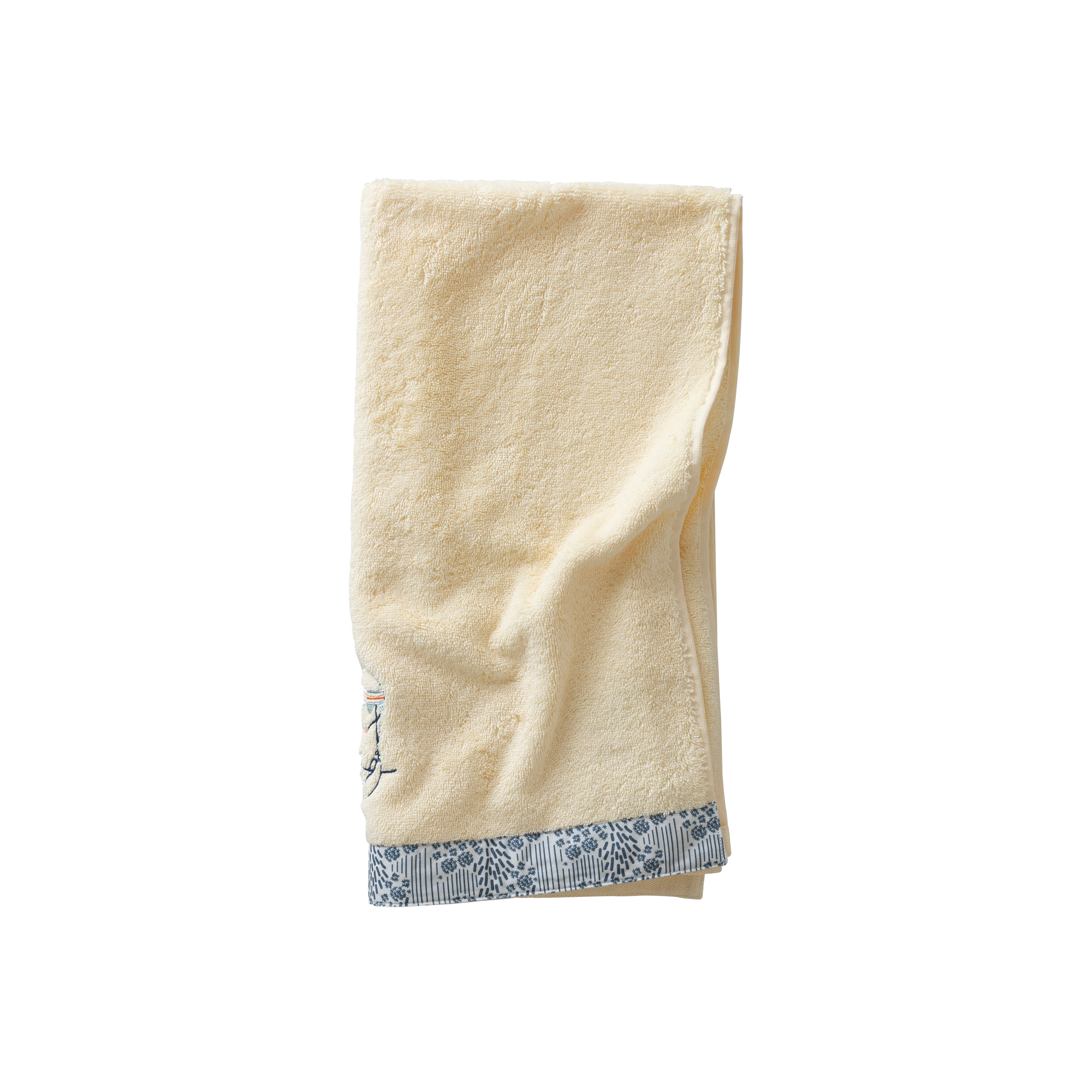 serviette de toilette coton bio bouclette brodé beige 50 x 90 cm