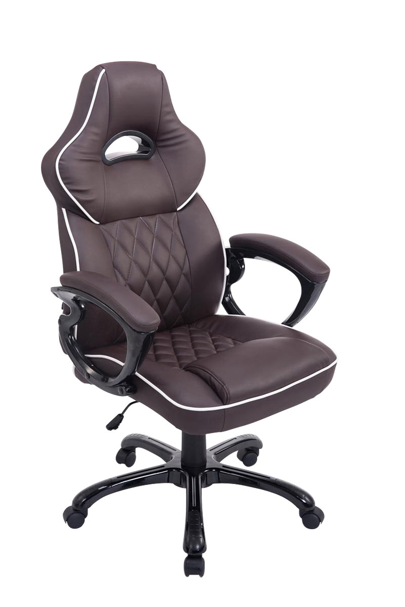 chaise de bureau réglable pivotante en similicuir marron