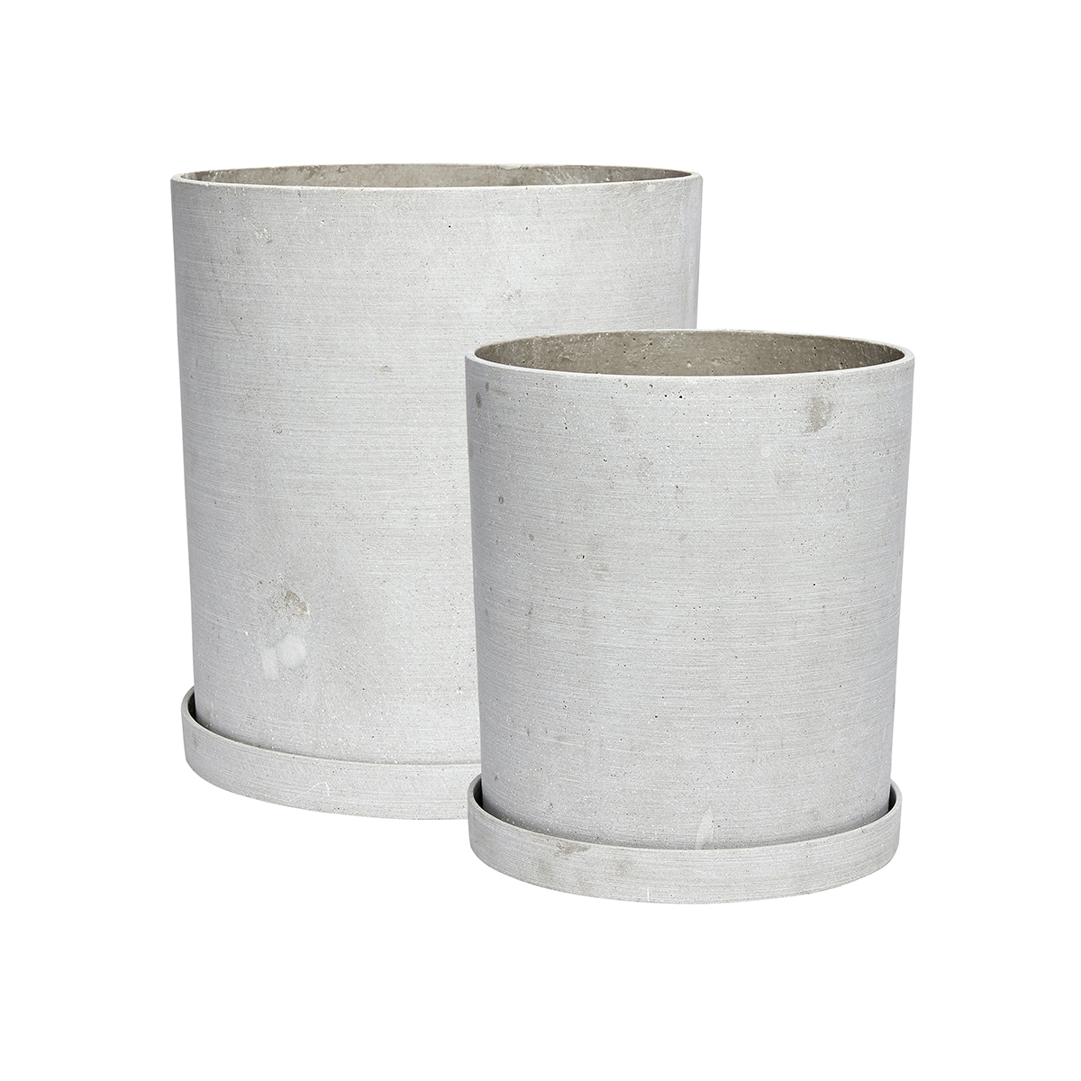 Pots en polyrésine et poudre de pierre gris (set de 2)
