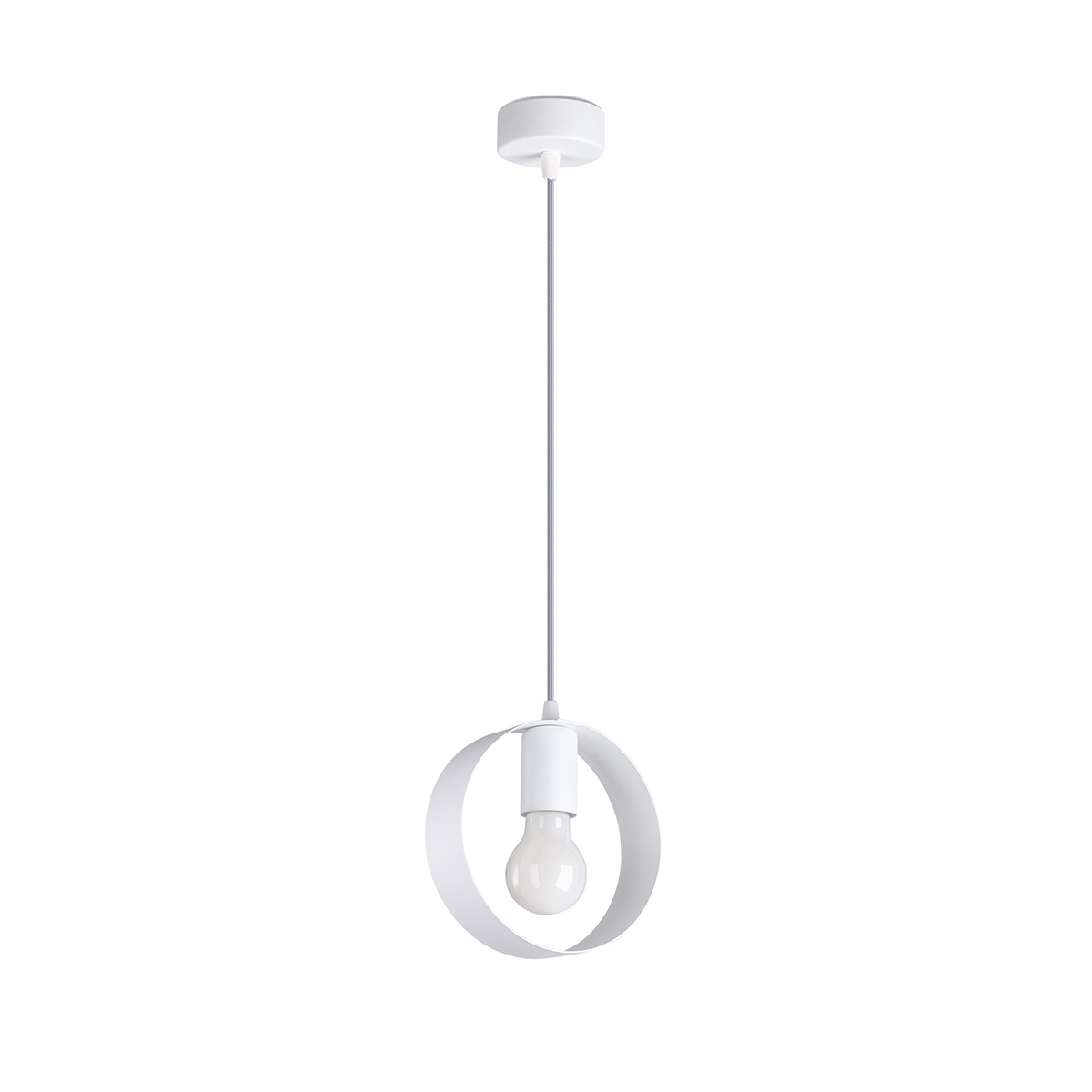 Suspension ronde en métal, blanc L: 18cm