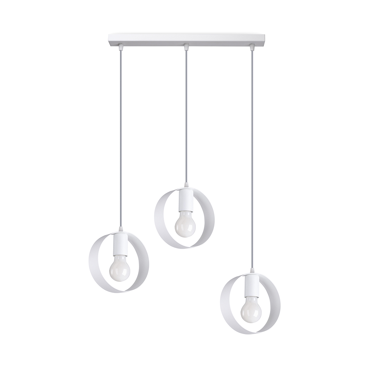 Suspension ronde en métal, blanc L: 56cm