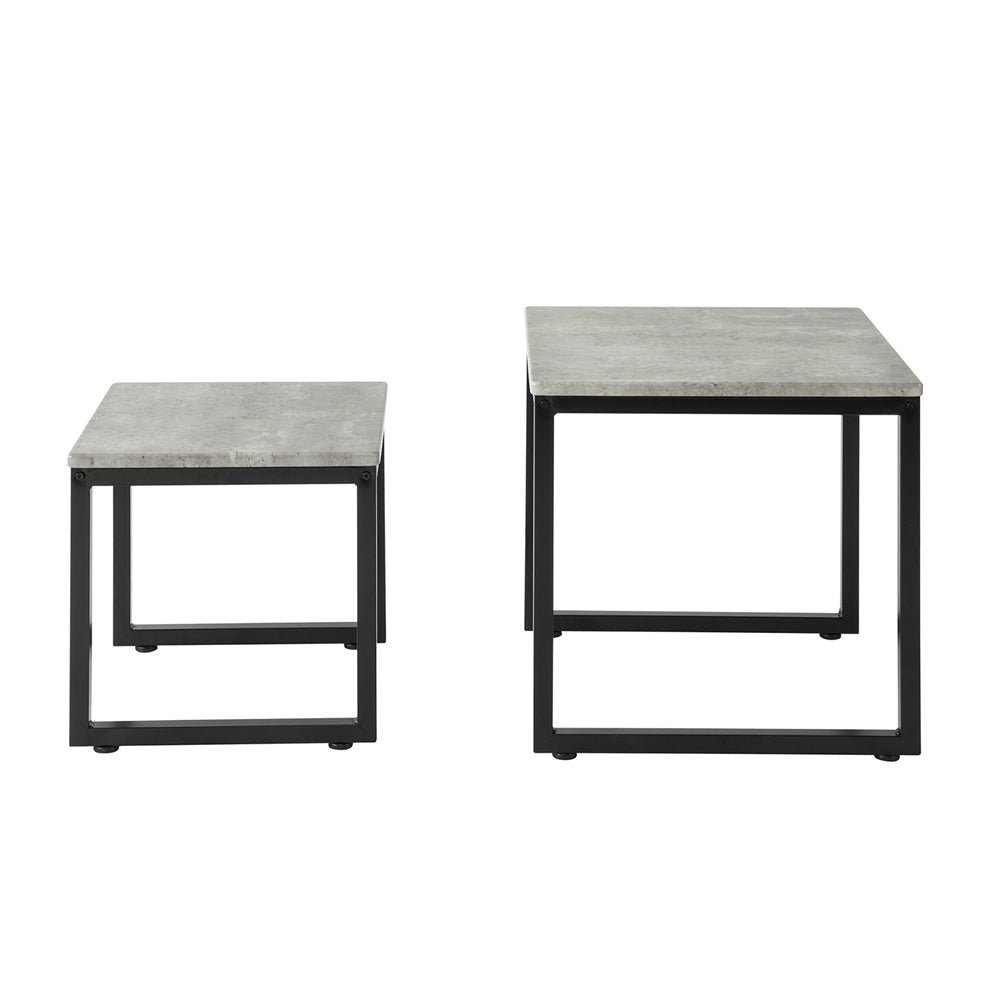 ensemble de deux tables basses à cadre en métal noir