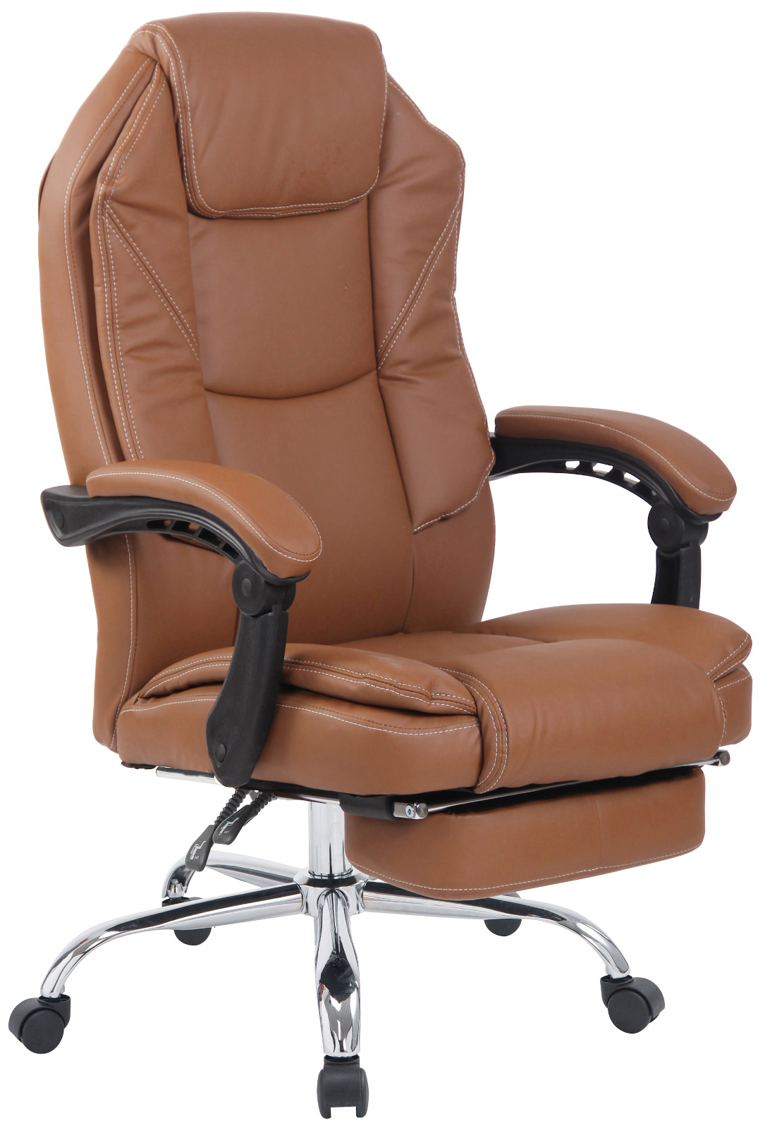 chaise de bureau réglable pivotante en similicuir marron clair