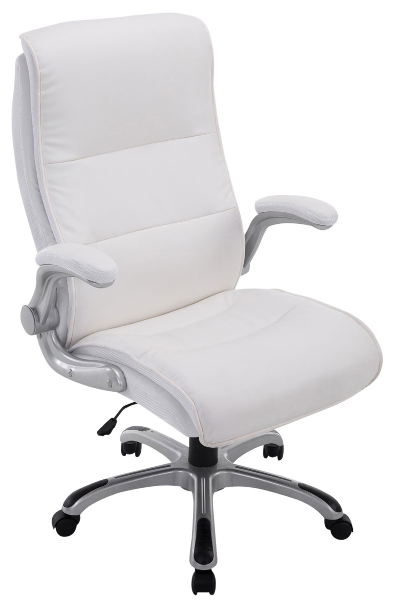 chaise de bureau réglable pivotant en similicuir blanc