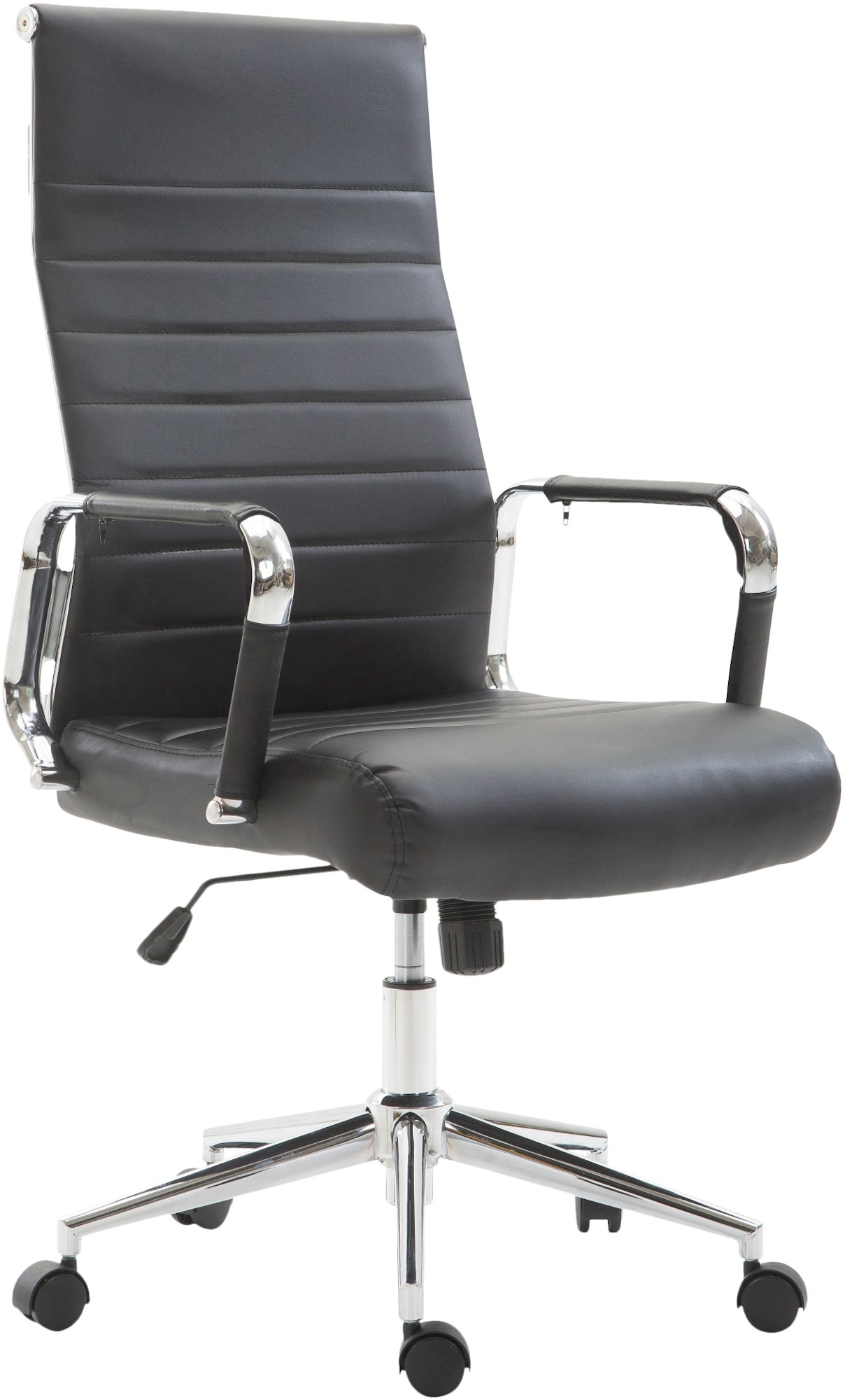 chaise de bureau réglable pivotant en similicuir noir